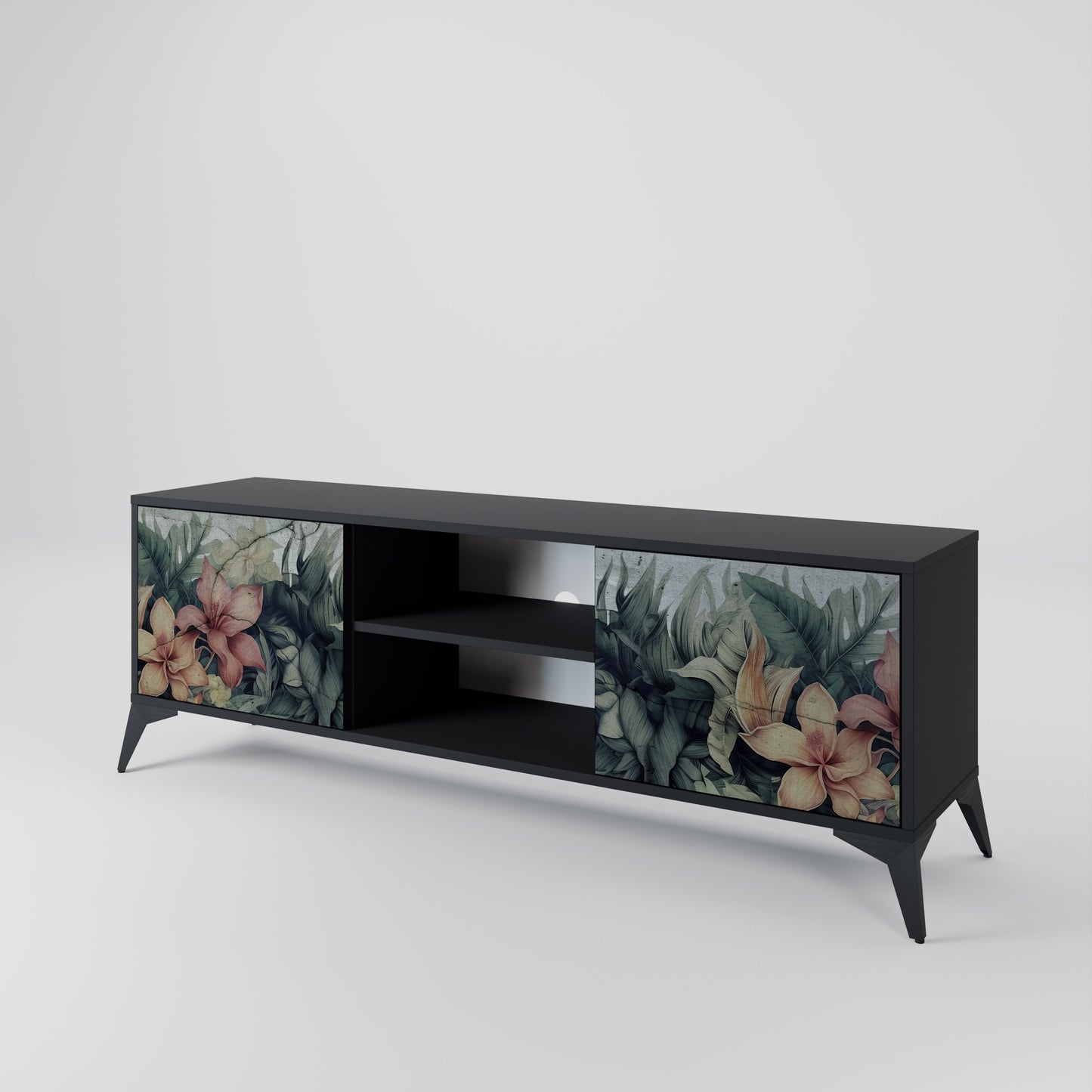 HEAVENLY BLOOM 2-dörrars TV-bänk i svart finish