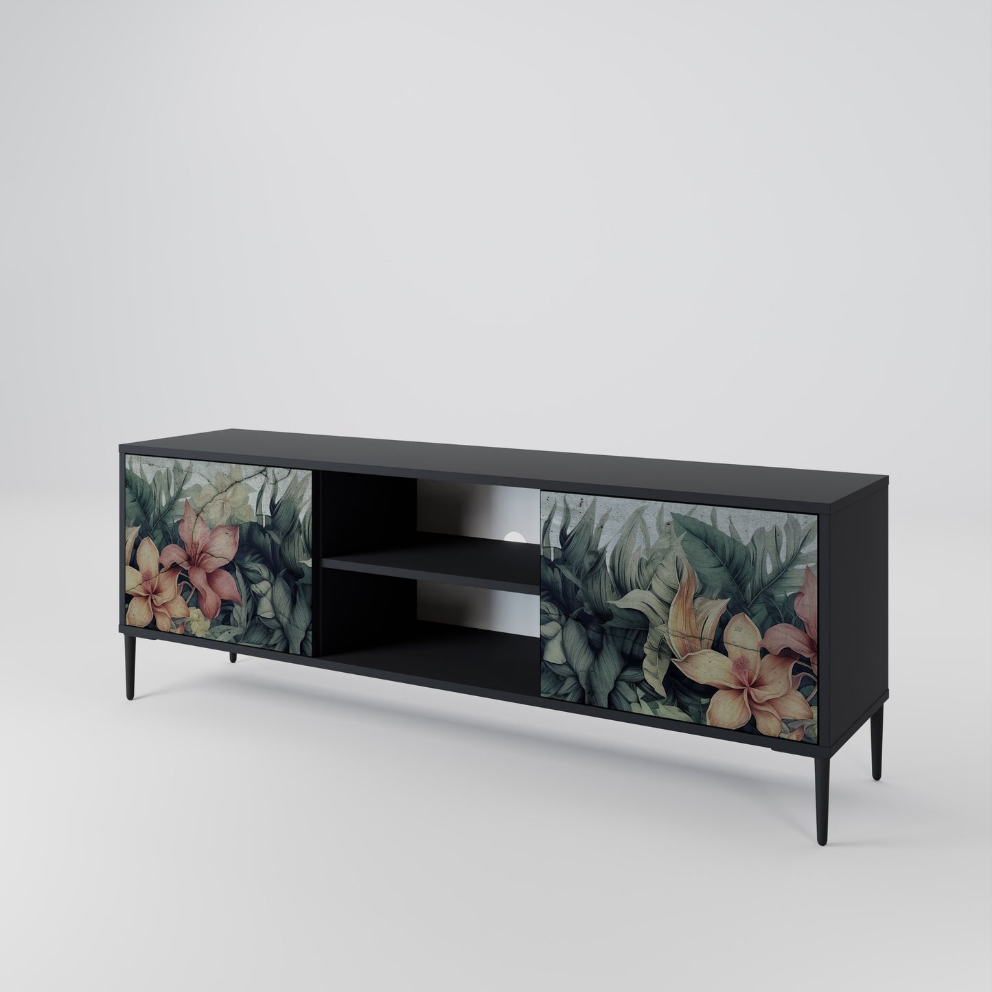 HEAVENLY BLOOM 2-dörrars TV-bänk i svart finish