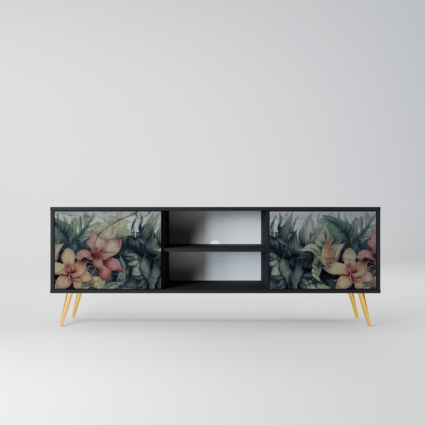 HEAVENLY BLOOM 2-dörrars TV-bänk i svart finish