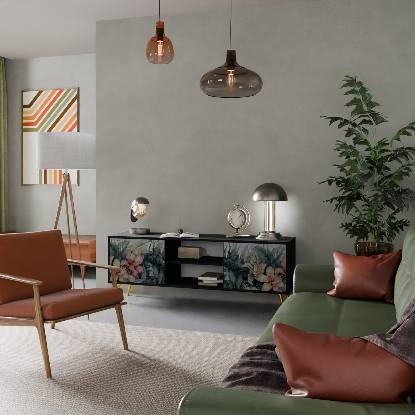 HEAVENLY BLOOM 2-dörrars TV-bänk i svart finish