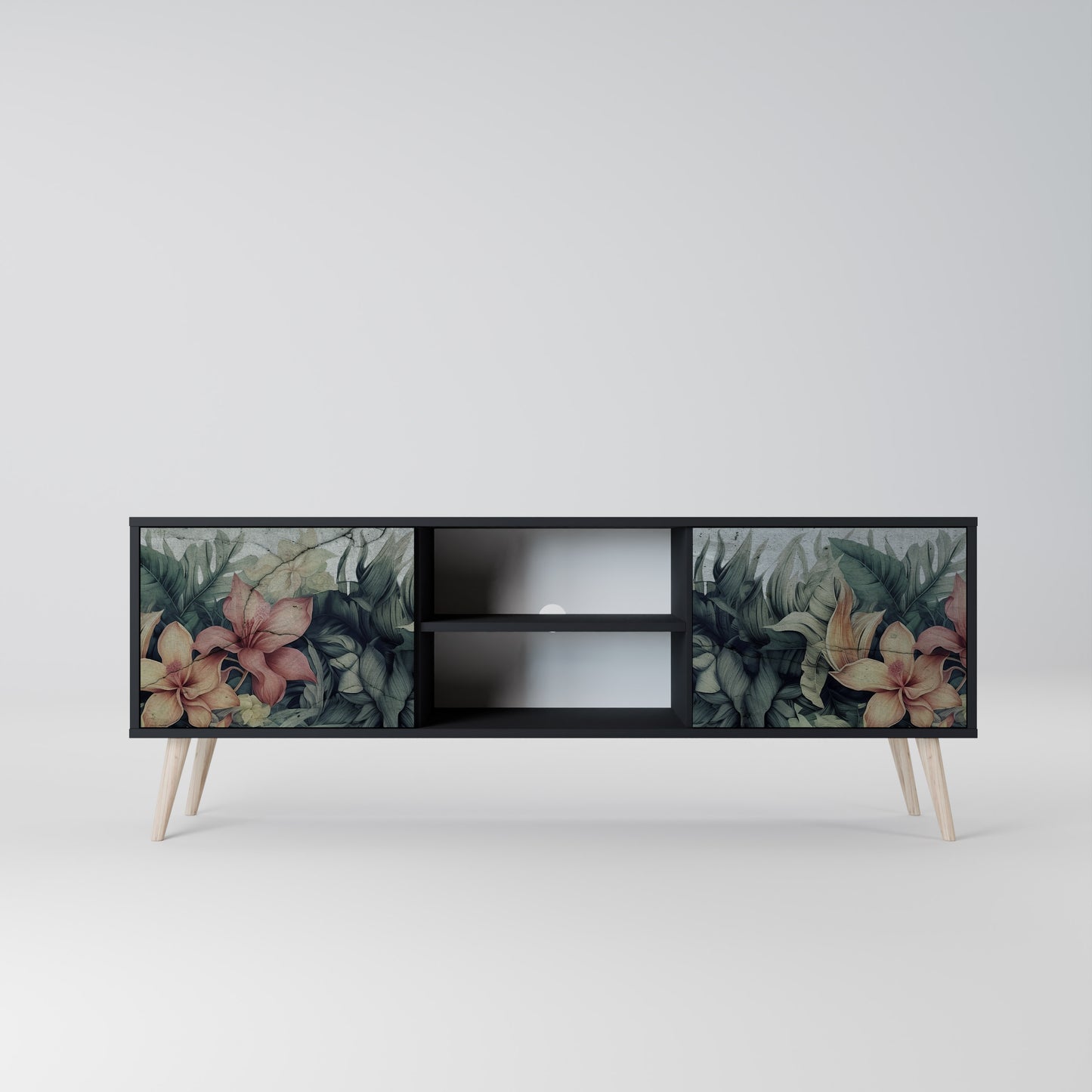 HEAVENLY BLOOM 2-dörrars TV-bänk i svart finish