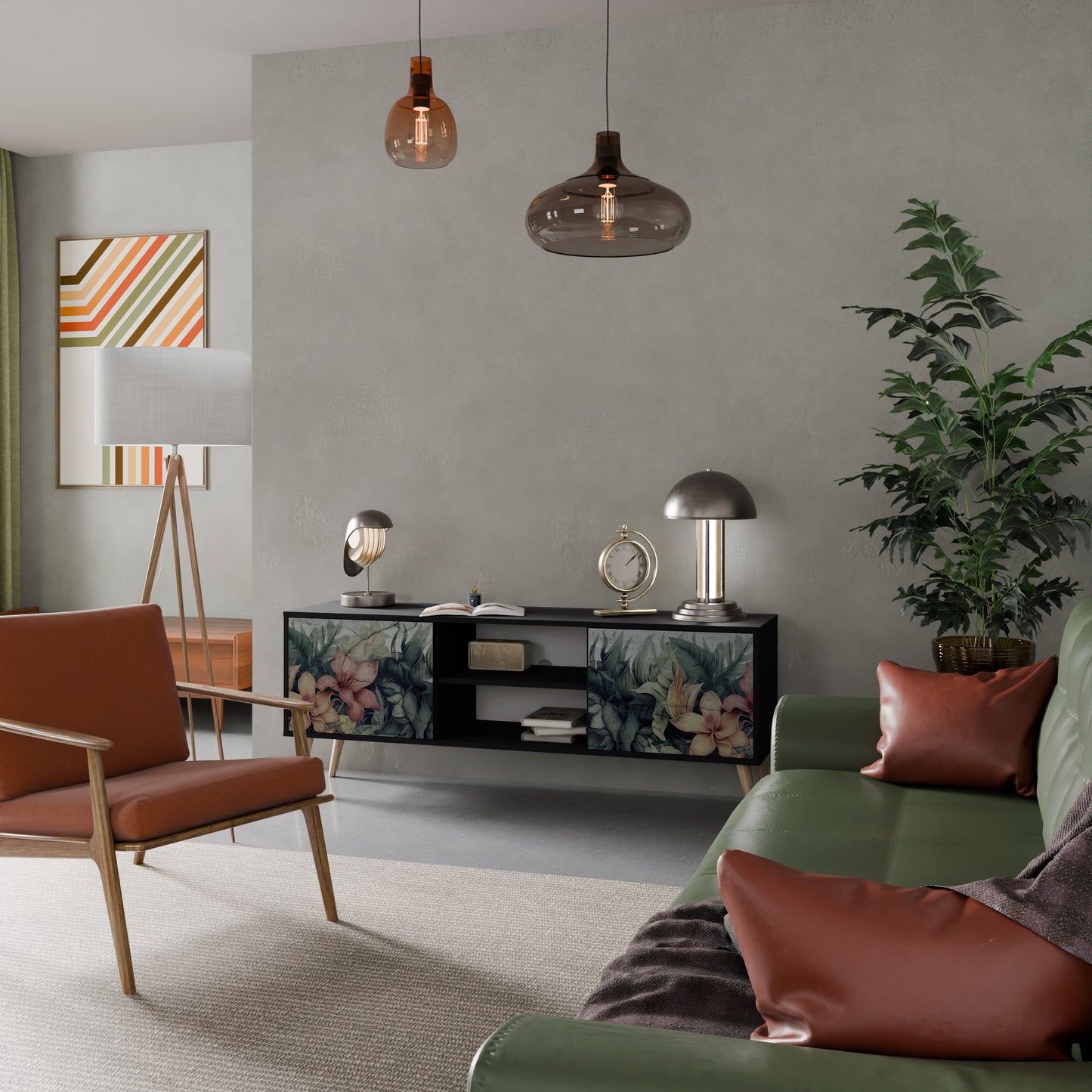 HEAVENLY BLOOM 2-dörrars TV-bänk i svart finish