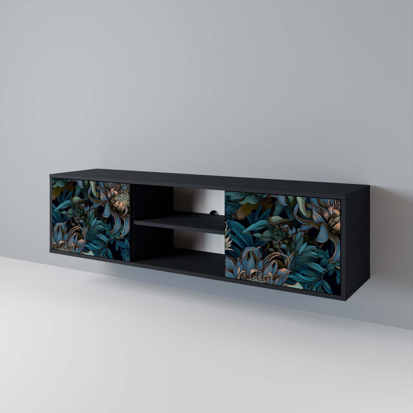 TWILIGHT BLOOM 2-dörrars TV-bänk i svart finish