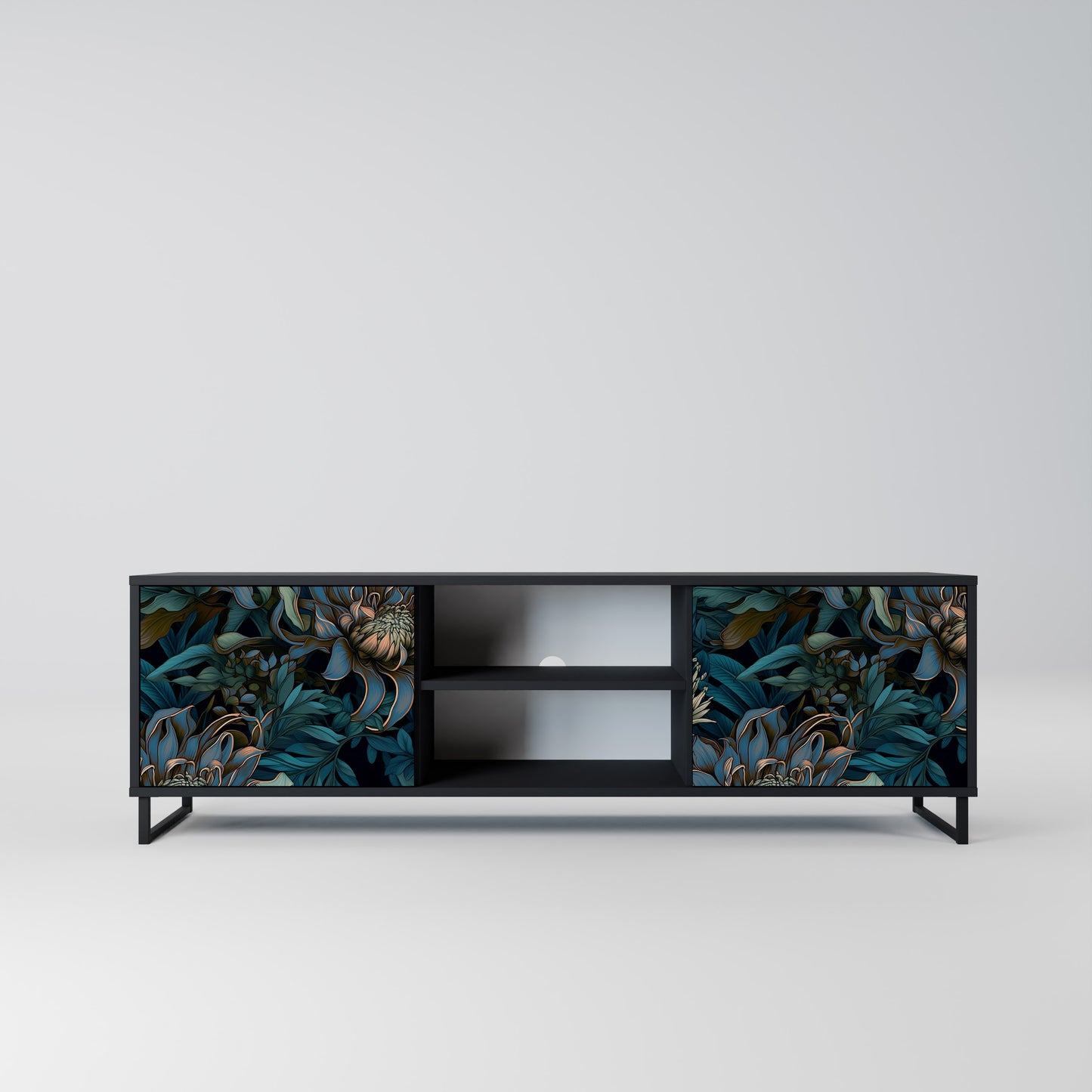 TWILIGHT BLOOM 2-dörrars TV-bänk i svart finish