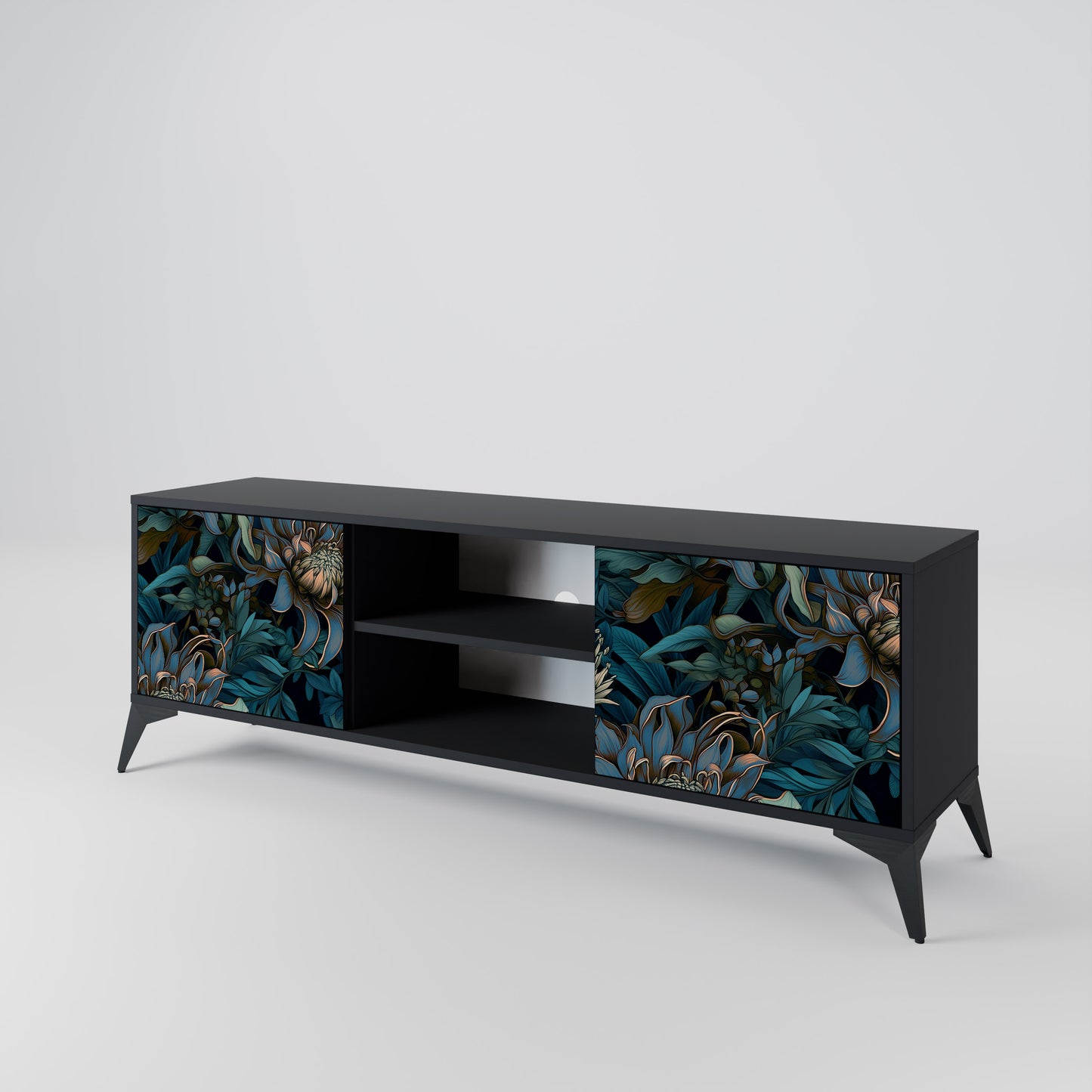 TWILIGHT BLOOM 2-dörrars TV-bänk i svart finish