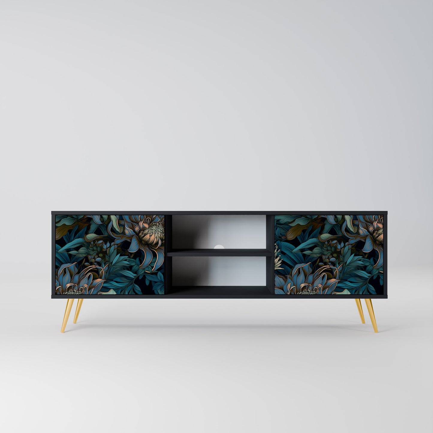 TWILIGHT BLOOM 2-dörrars TV-bänk i svart finish