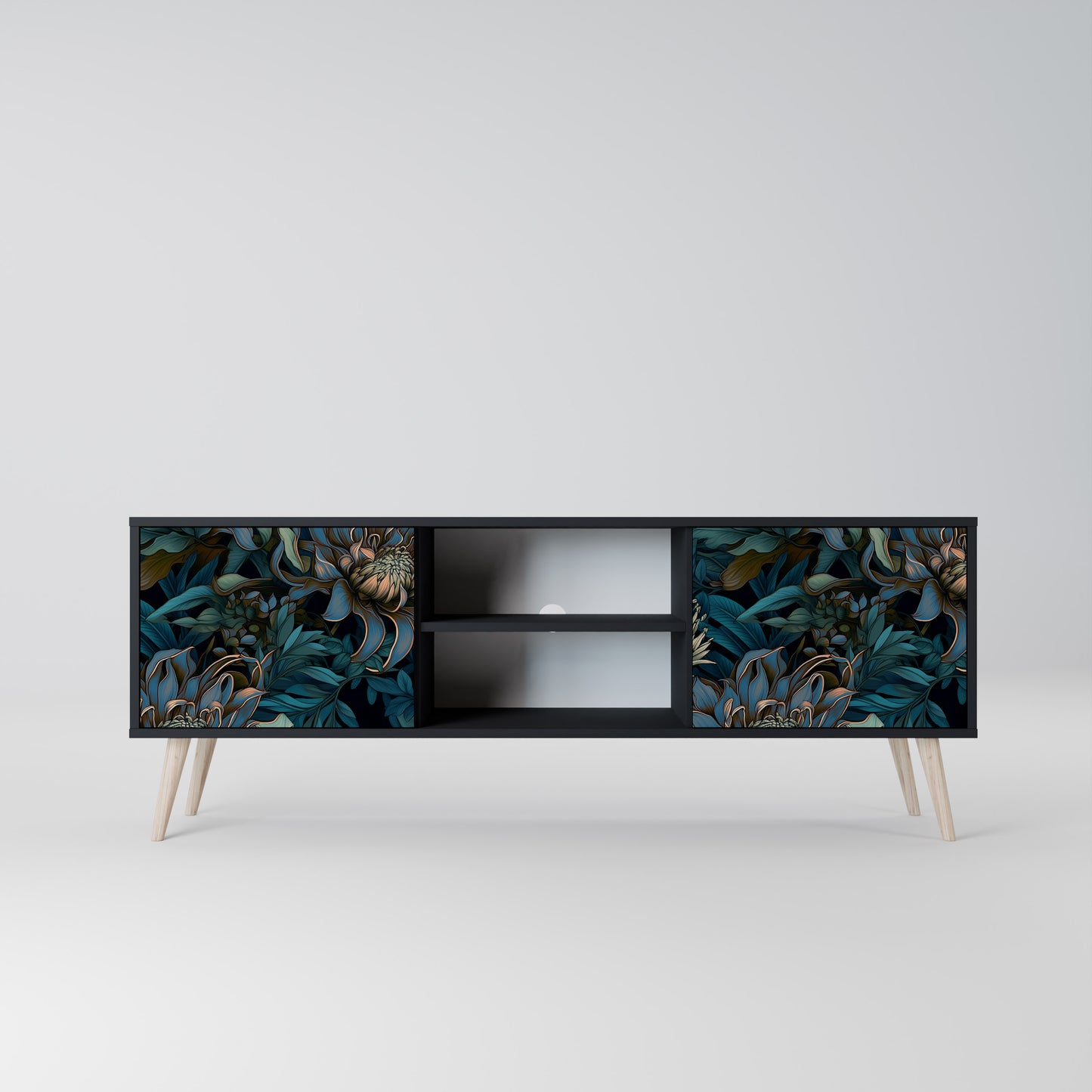 TWILIGHT BLOOM 2-dörrars TV-bänk i svart finish