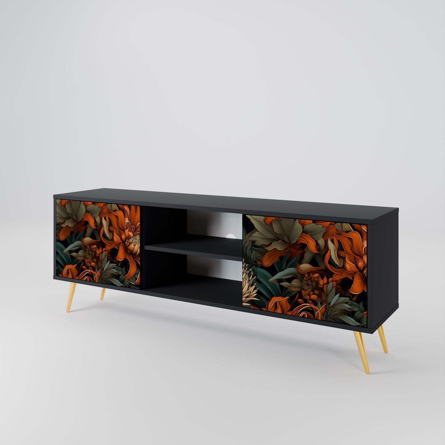 DAWN BLOOM 2-dörrars TV-bänk i svart finish