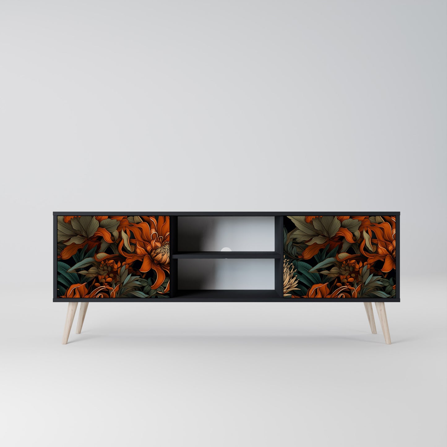 DAWN BLOOM 2-dörrars TV-bänk i svart finish