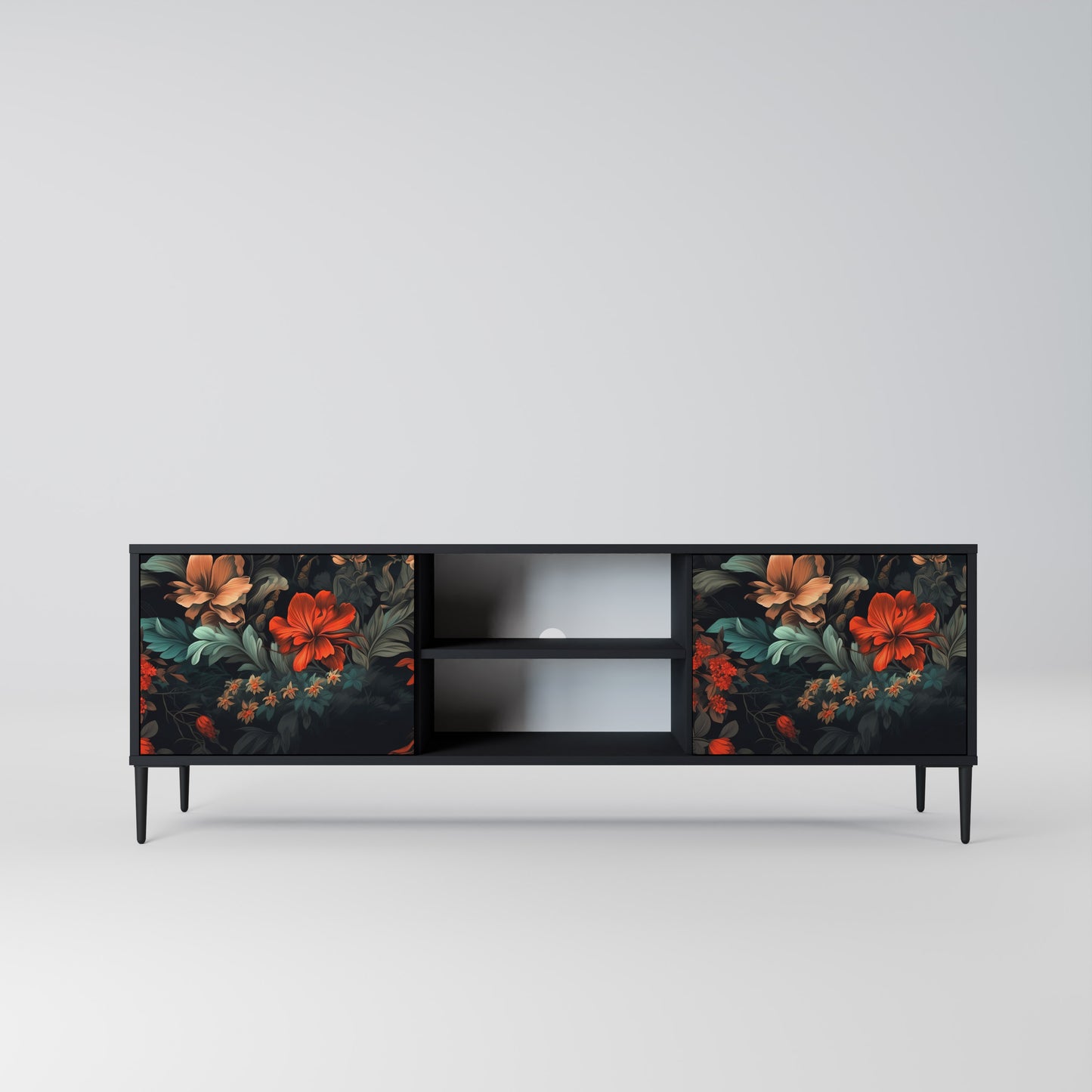 IMAGINARY BLOSSOM 2-dörrars TV-bänk i svart finish