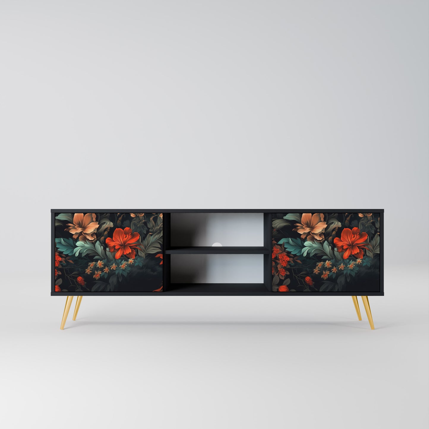 IMAGINARY BLOSSOM 2-dörrars TV-bänk i svart finish