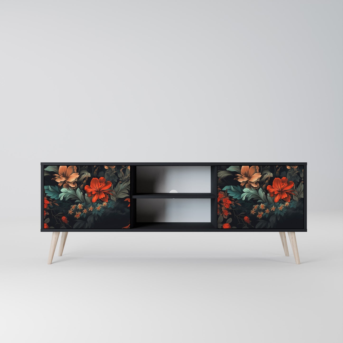 IMAGINARY BLOSSOM 2-dörrars TV-bänk i svart finish
