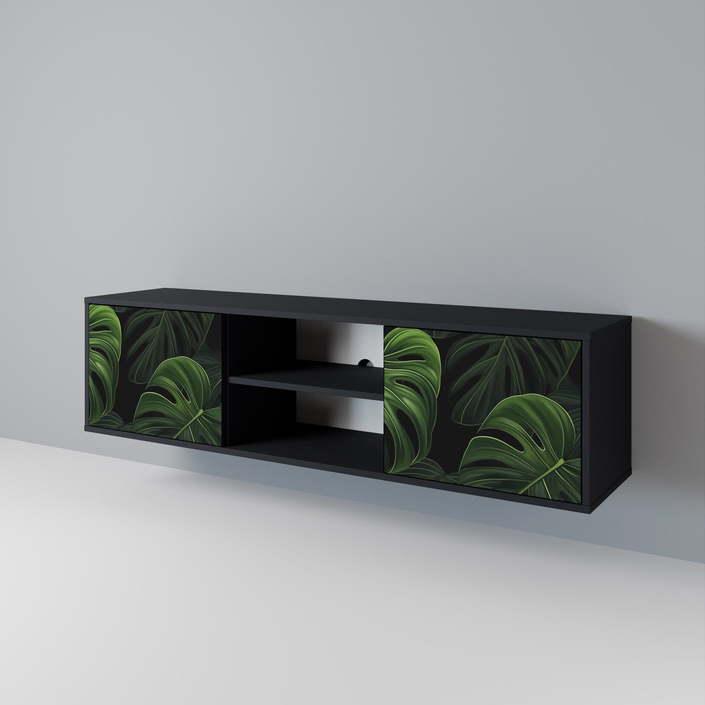 INFINITE MONSTERA 2-dörrars TV-bänk i svart finish