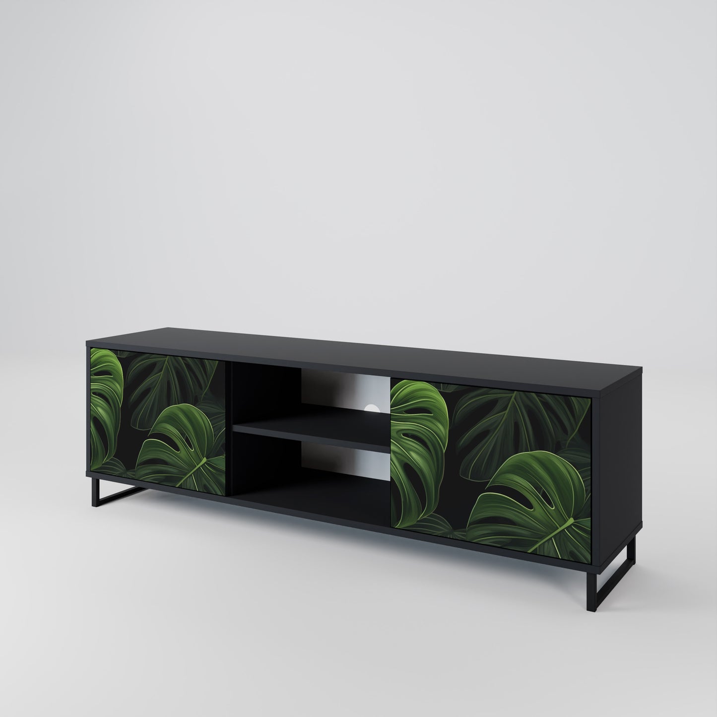 INFINITE MONSTERA 2-dörrars TV-bänk i svart finish