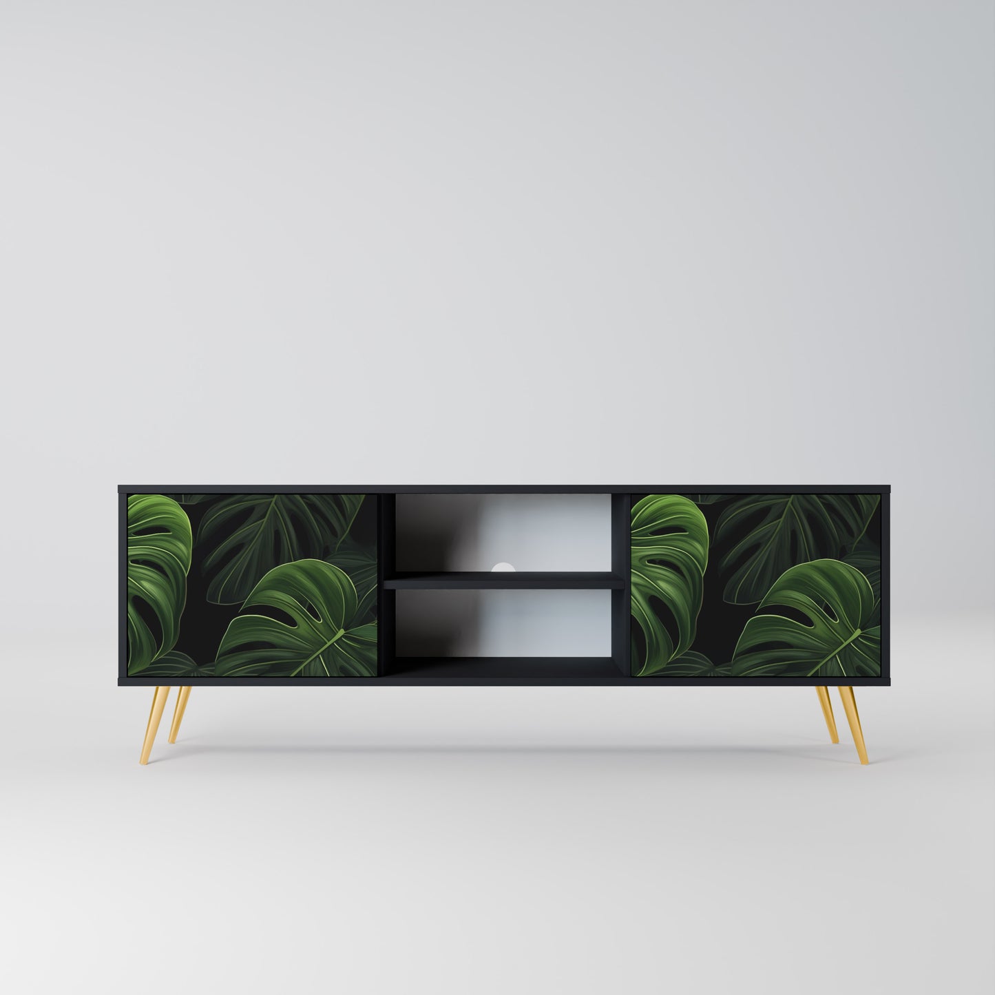INFINITE MONSTERA 2-dörrars TV-bänk i svart finish