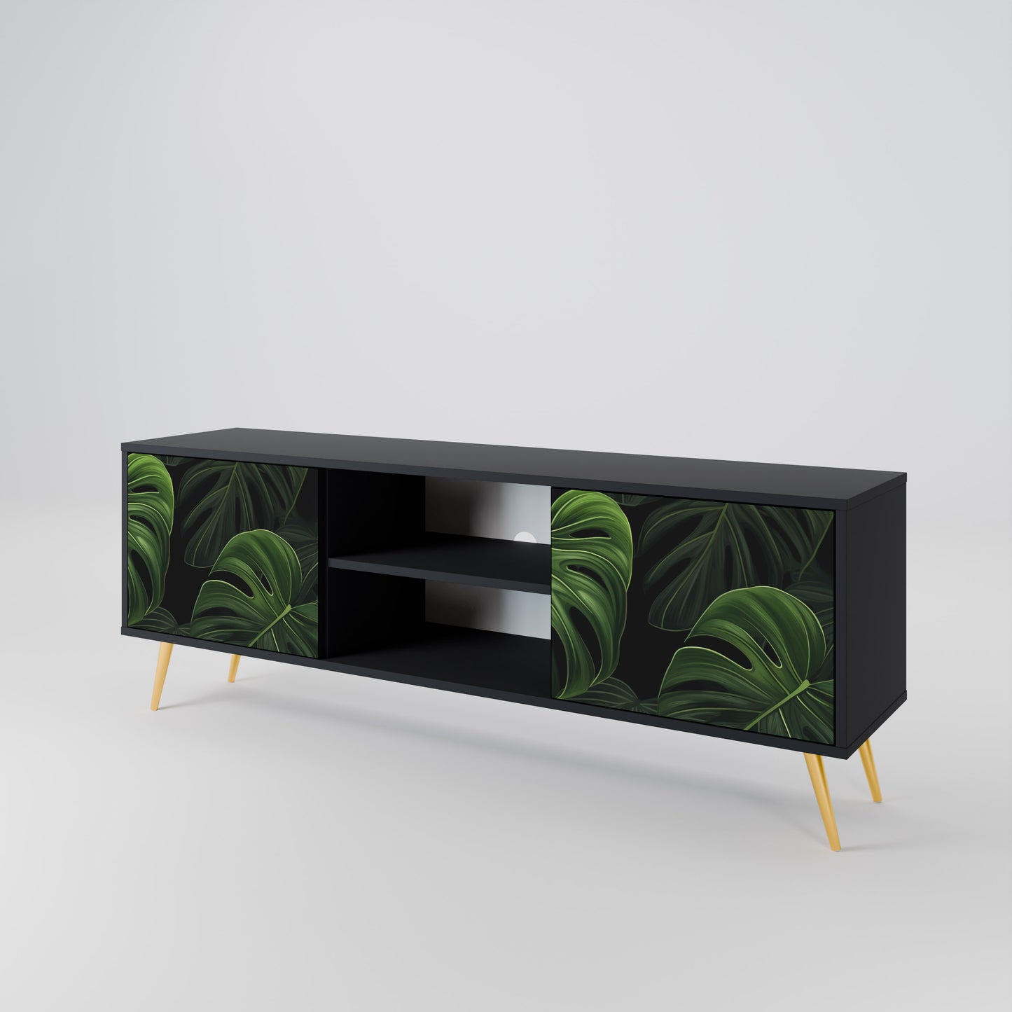 INFINITE MONSTERA 2-dörrars TV-bänk i svart finish