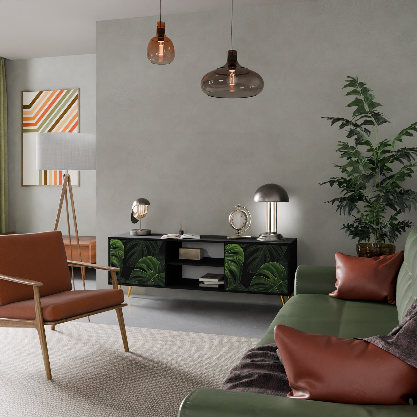 INFINITE MONSTERA 2-dörrars TV-bänk i svart finish