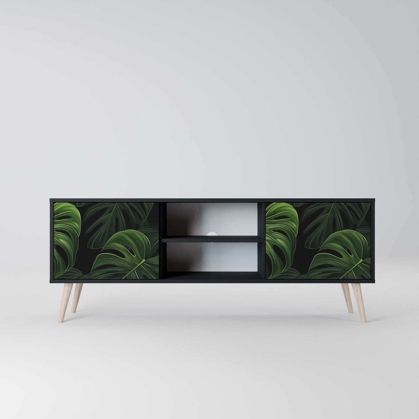 INFINITE MONSTERA 2-dörrars TV-bänk i svart finish