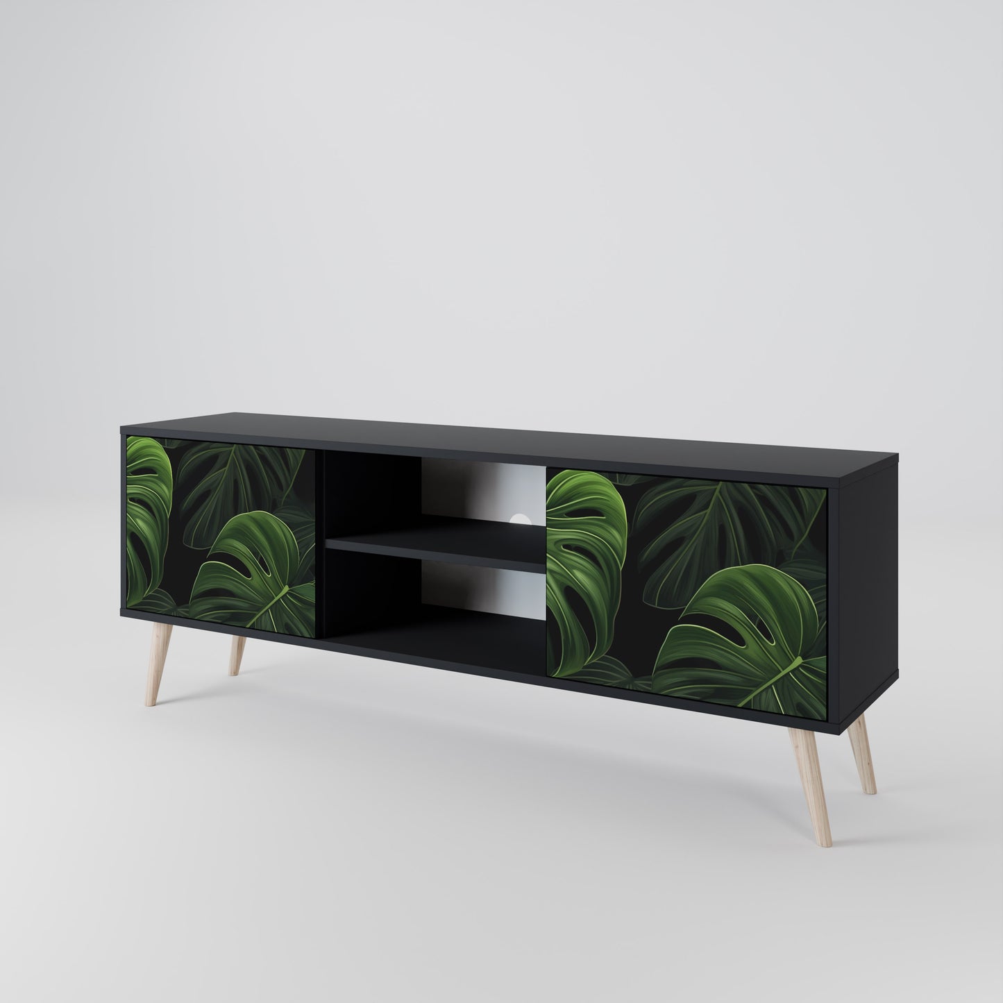 INFINITE MONSTERA 2-dörrars TV-bänk i svart finish