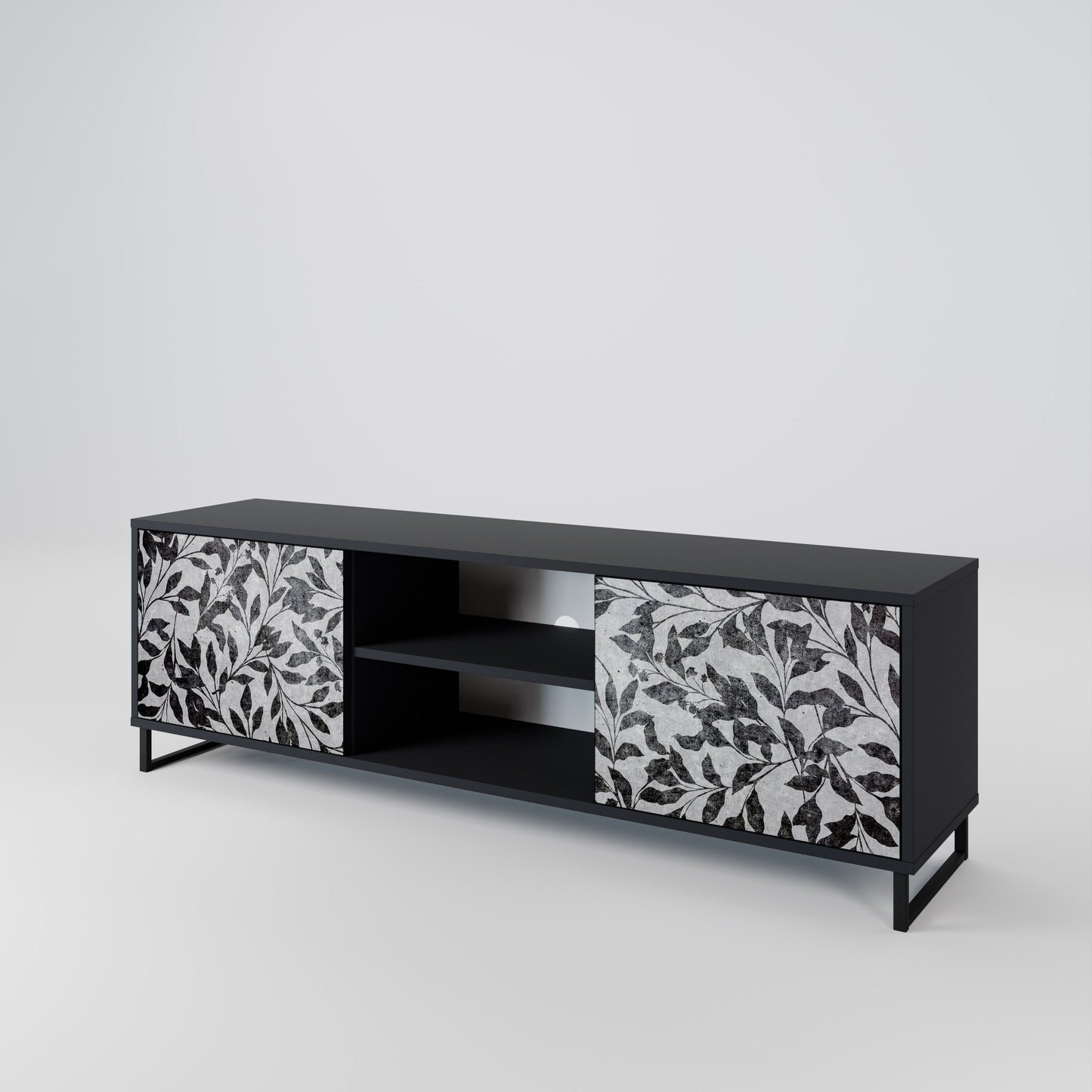 CHARCOAL SPROUT 2-dörrars TV-bänk i svart finish