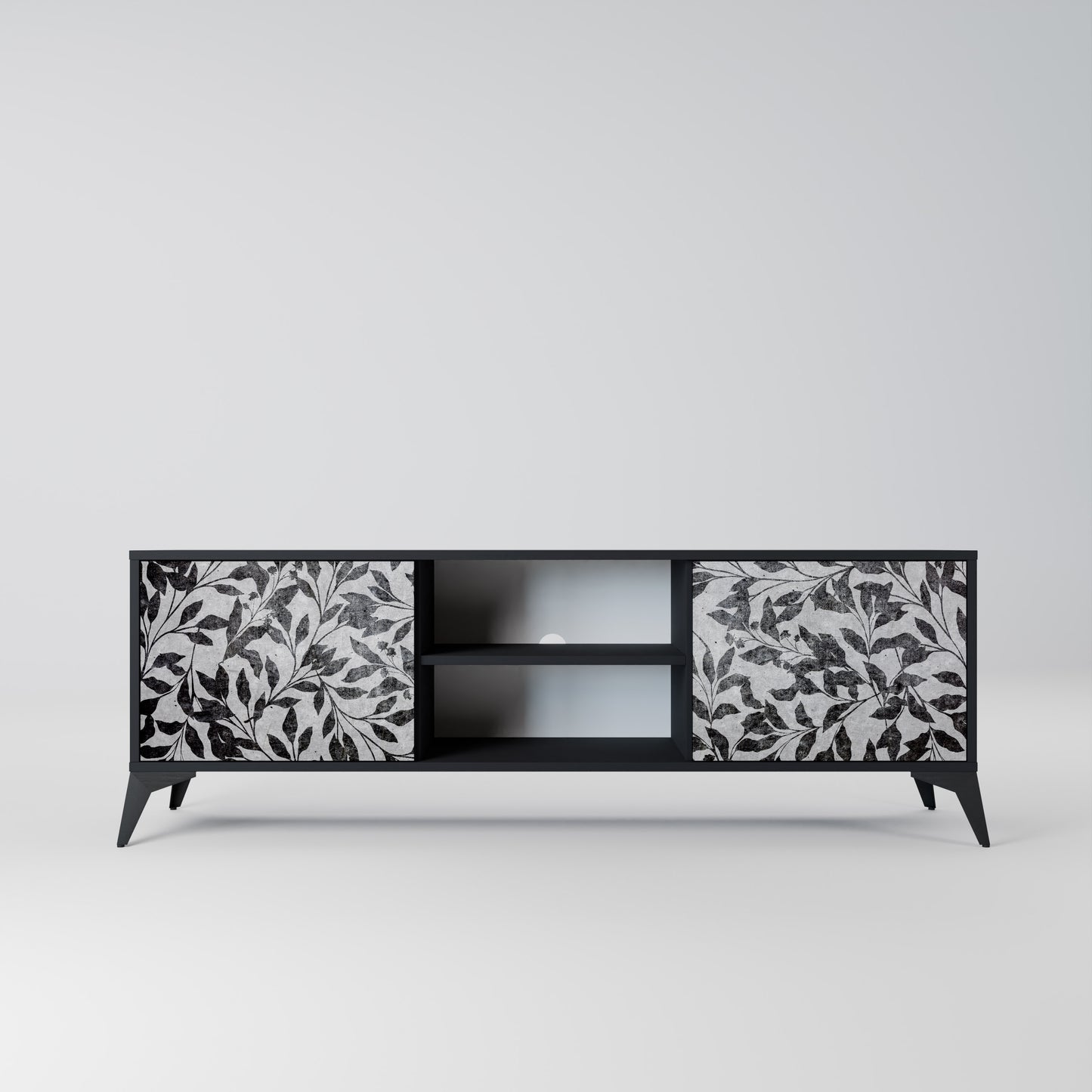 CHARCOAL SPROUT 2-dörrars TV-bänk i svart finish