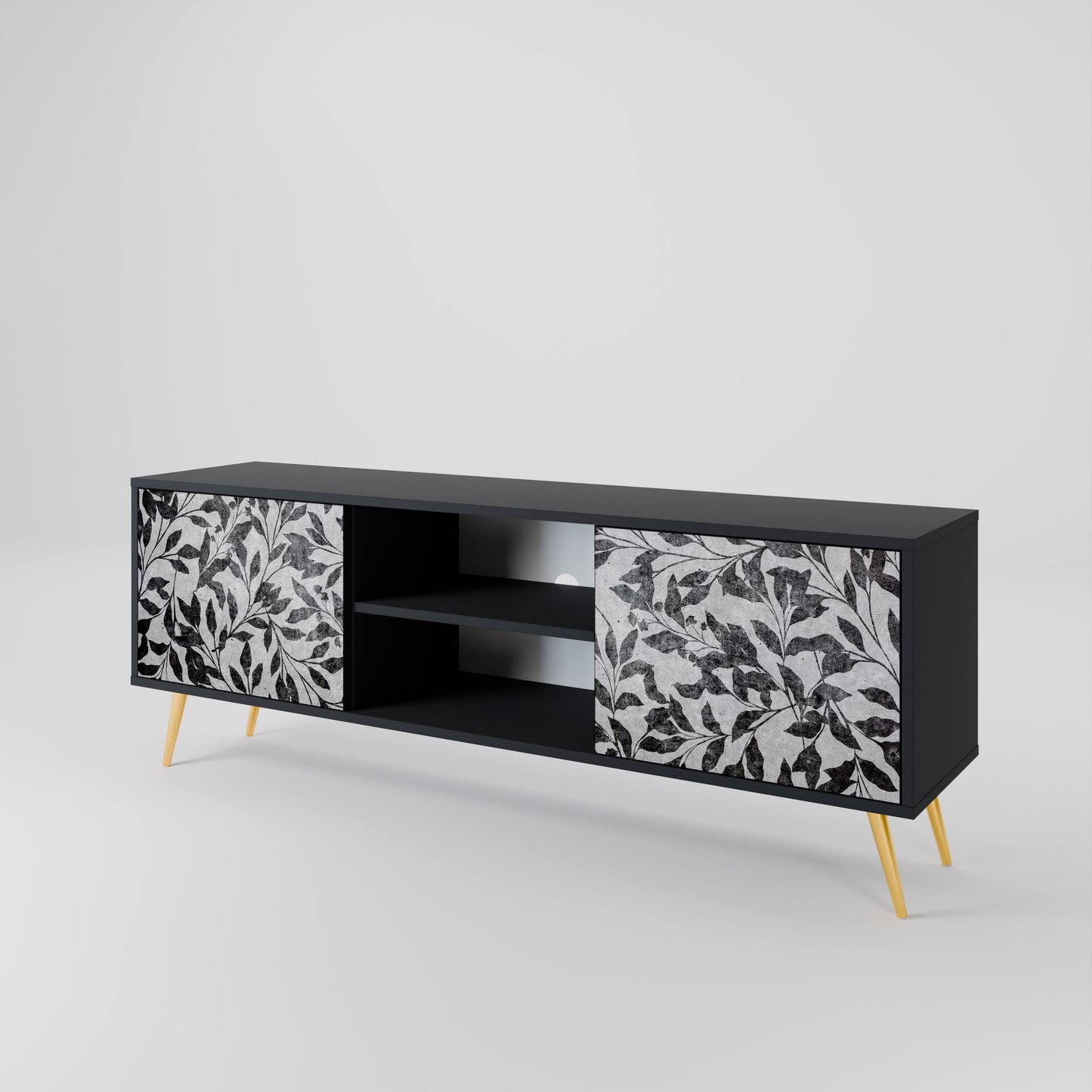 CHARCOAL SPROUT 2-dörrars TV-bänk i svart finish