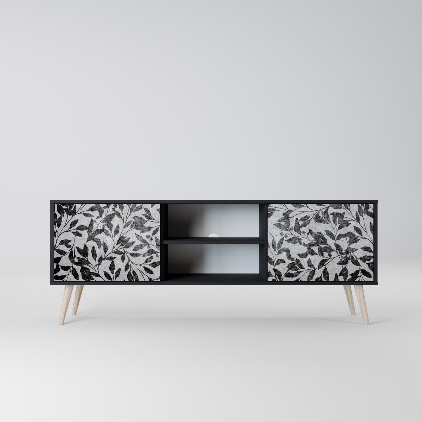 CHARCOAL SPROUT 2-dörrars TV-bänk i svart finish