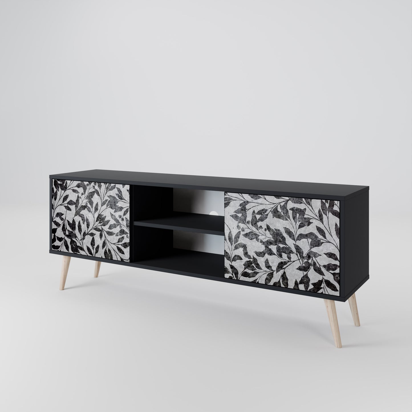 CHARCOAL SPROUT 2-dörrars TV-bänk i svart finish