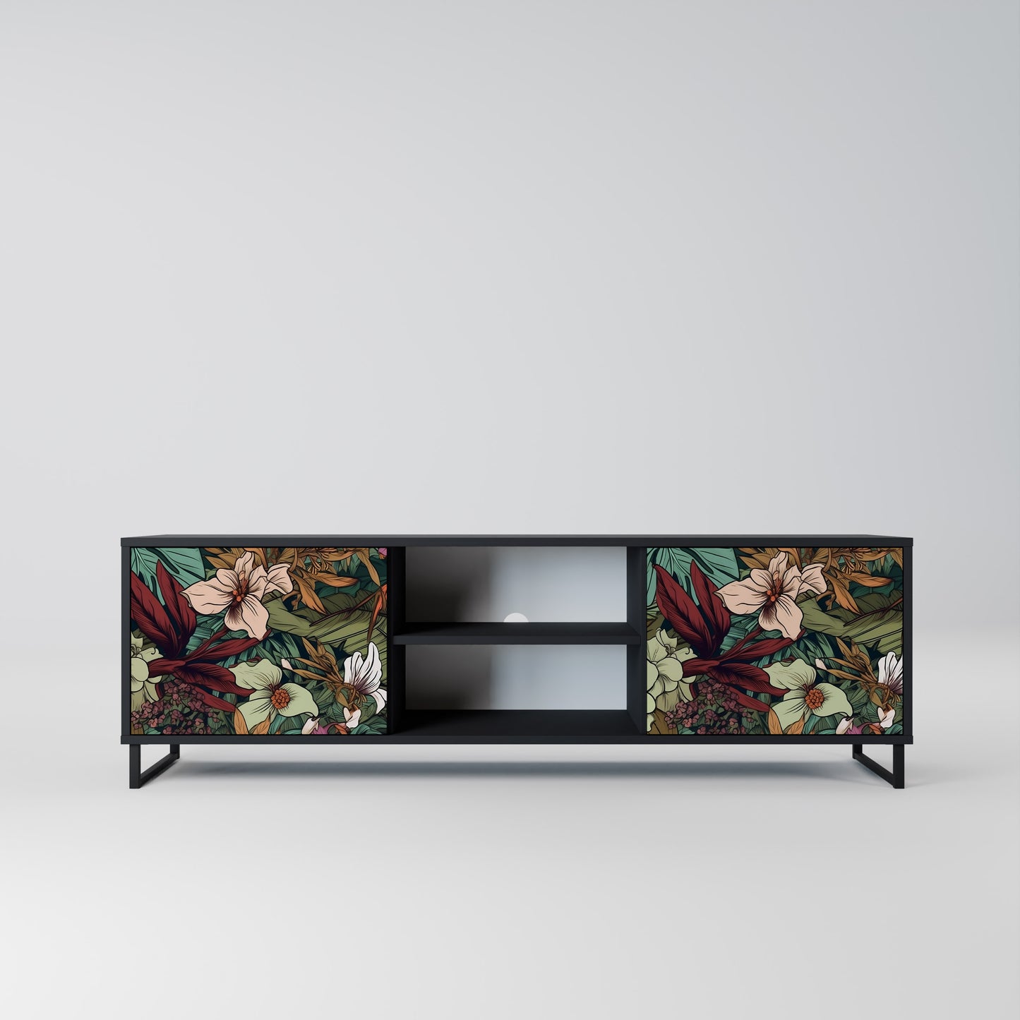 BOTANICAL EMERGENCE 2-dörrars TV-bänk i svart finish
