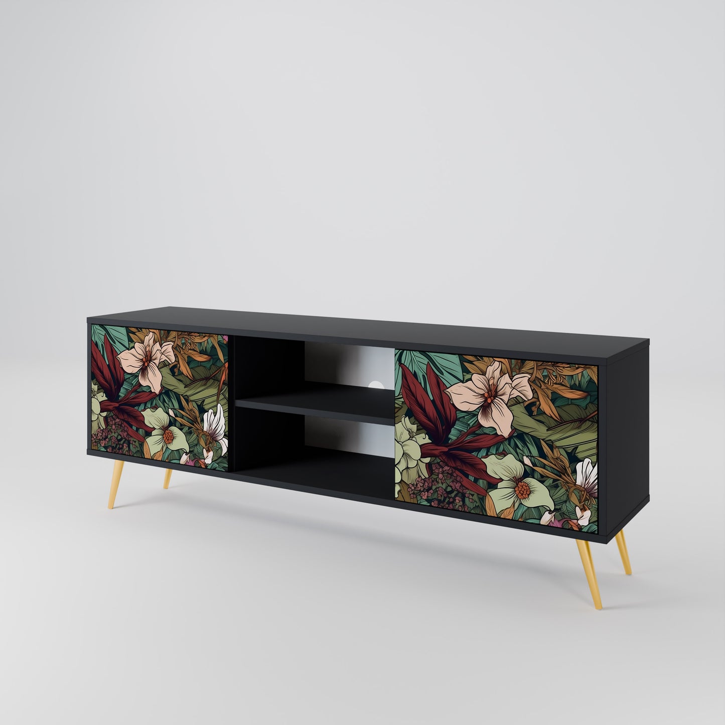 BOTANICAL EMERGENCE 2-dörrars TV-bänk i svart finish