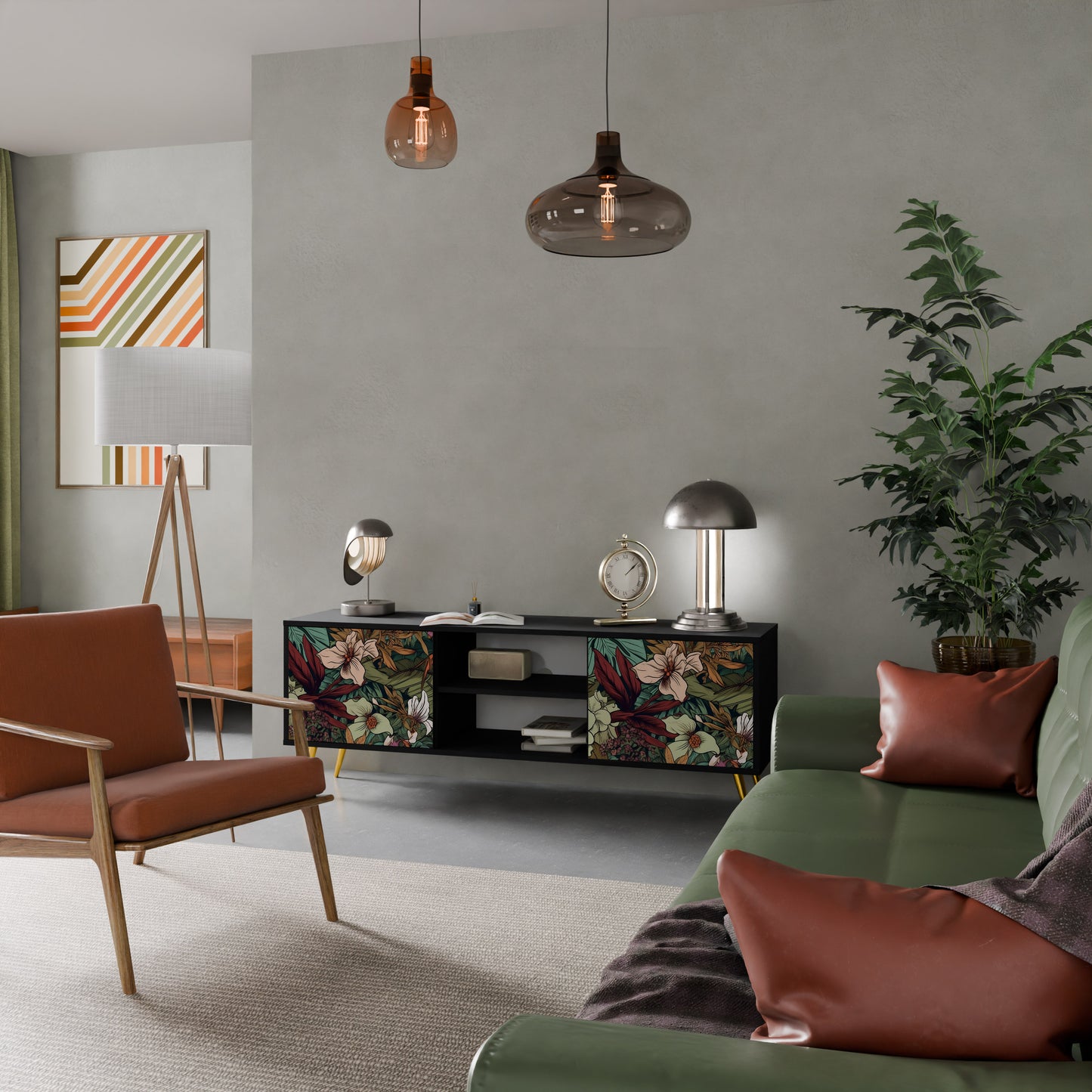 BOTANICAL EMERGENCE 2-dörrars TV-bänk i svart finish