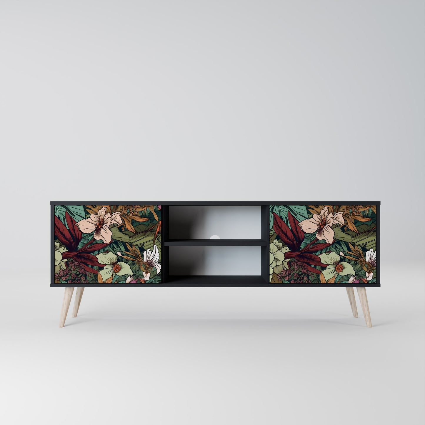 BOTANICAL EMERGENCE 2-dörrars TV-bänk i svart finish