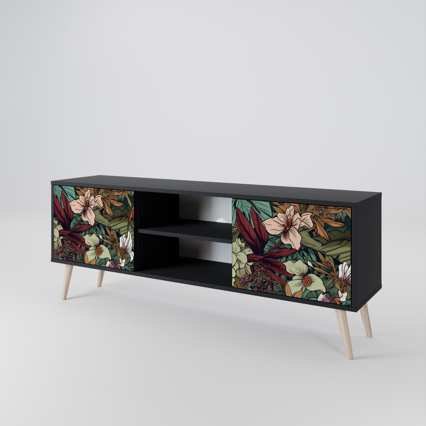 BOTANICAL EMERGENCE 2-dörrars TV-bänk i svart finish