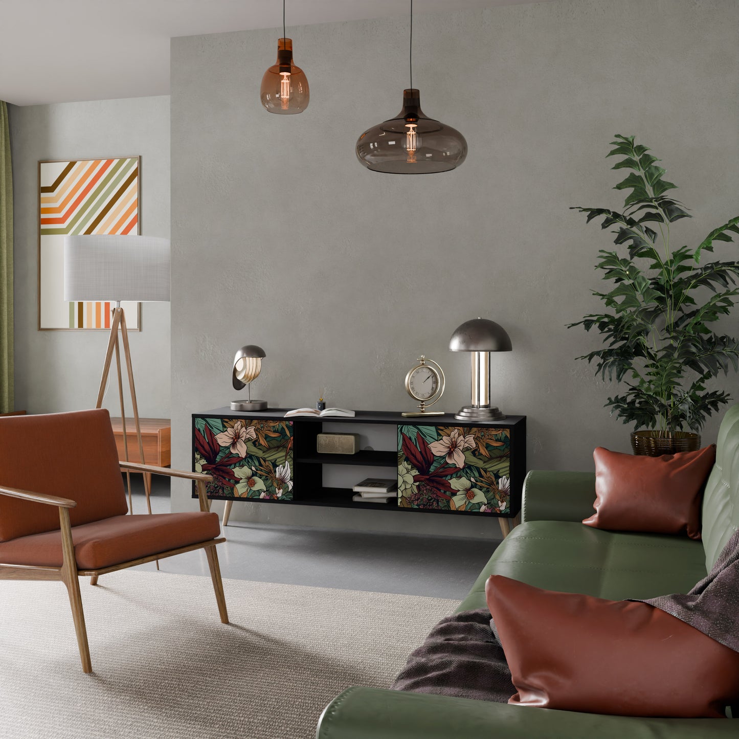 BOTANICAL EMERGENCE 2-dörrars TV-bänk i svart finish