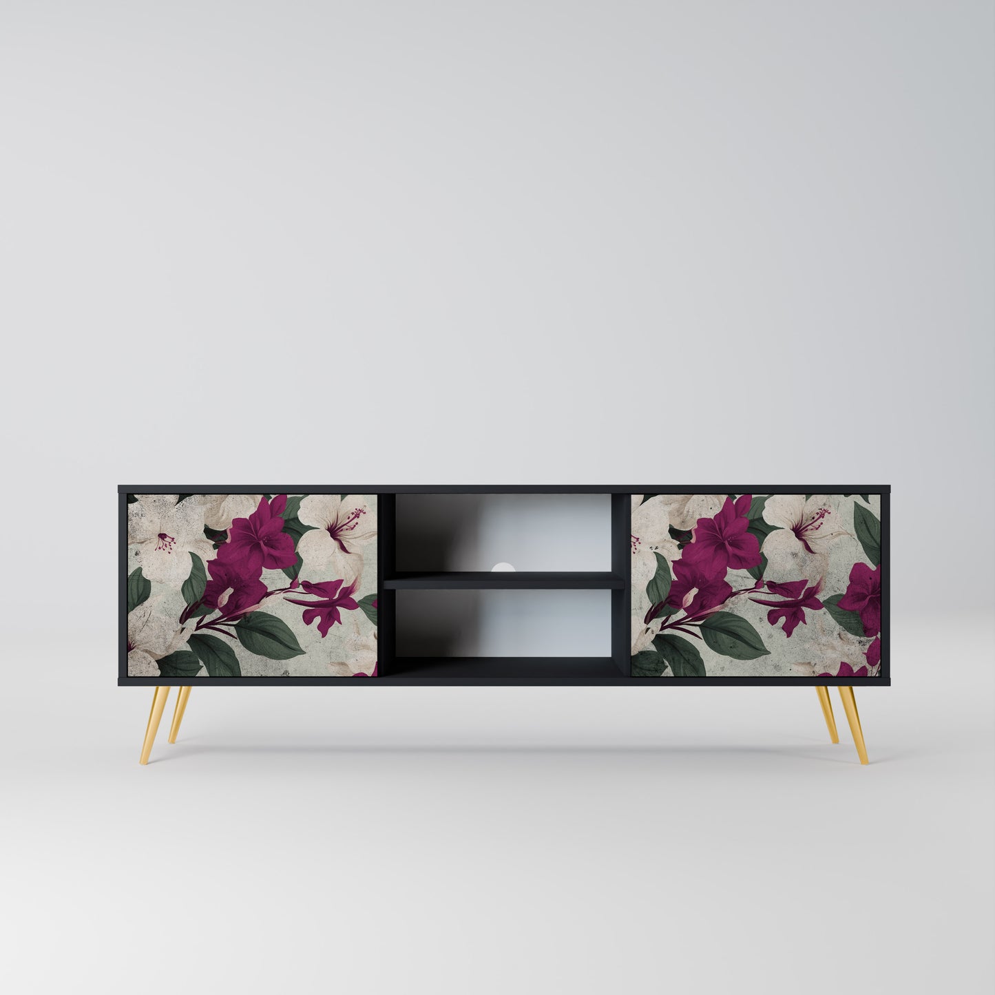 FLOWERET DREAM 2-dörrars TV-bänk i svart finish