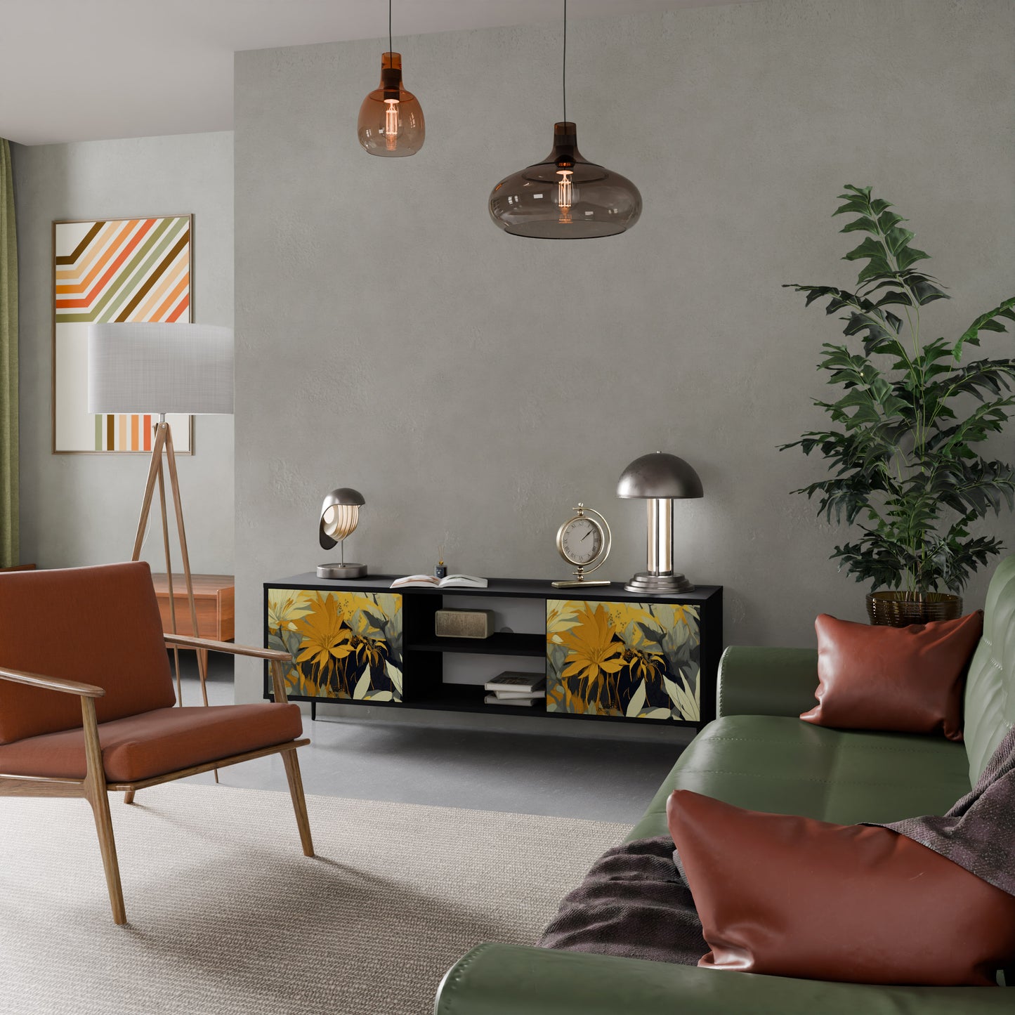 SUNKISSED LILY 2-dörrars TV-bänk i svart finish