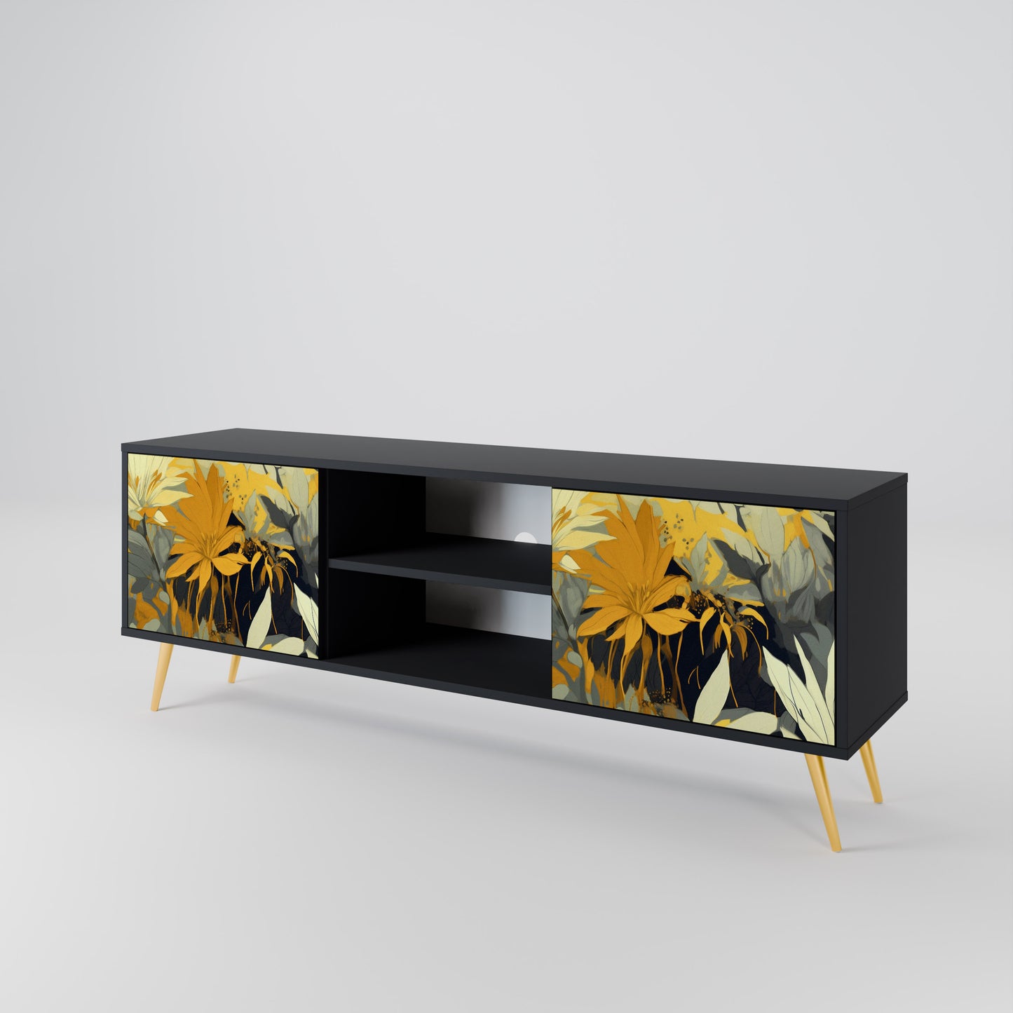 SUNKISSED LILY 2-dörrars TV-bänk i svart finish