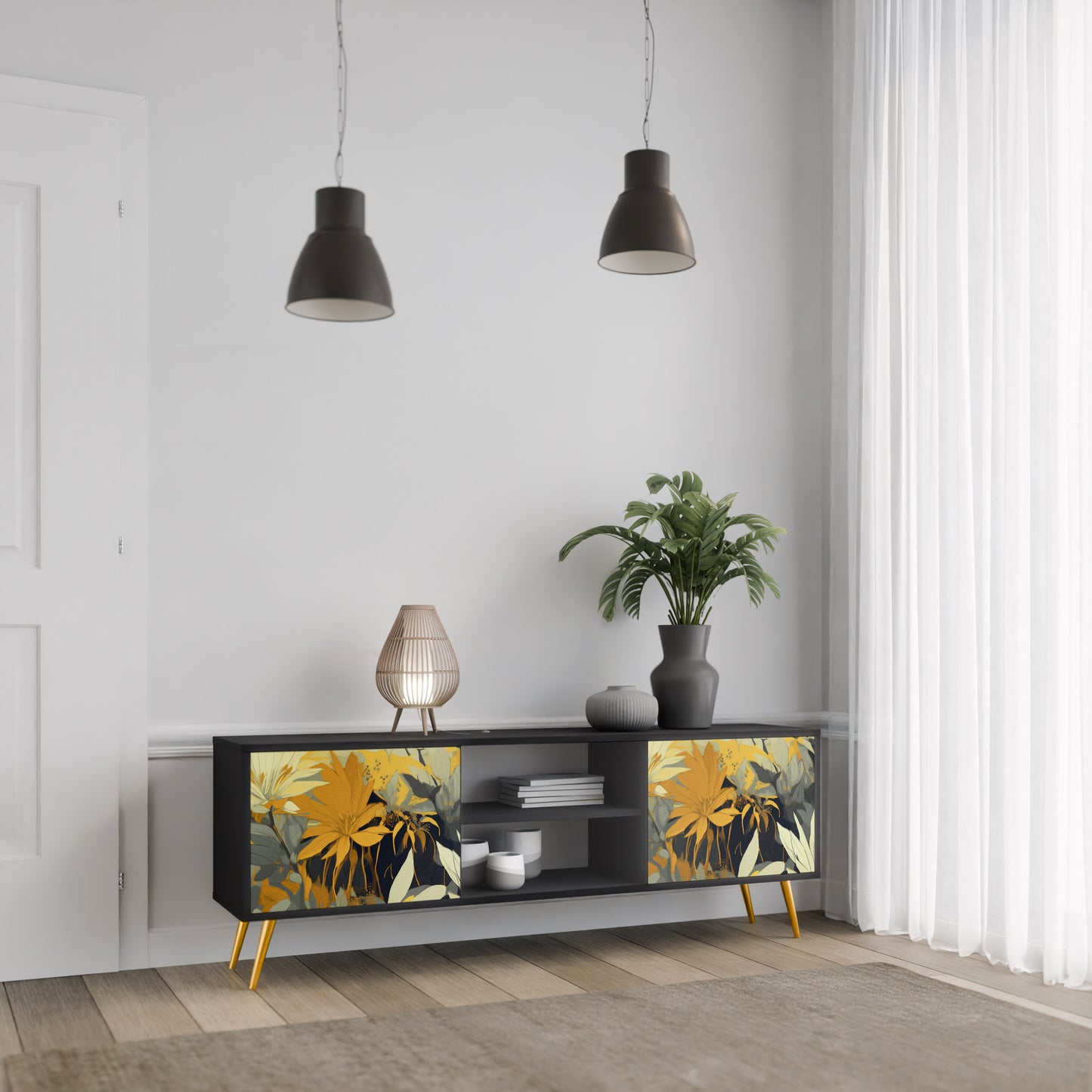 SUNKISSED LILY 2-dörrars TV-bänk i svart finish