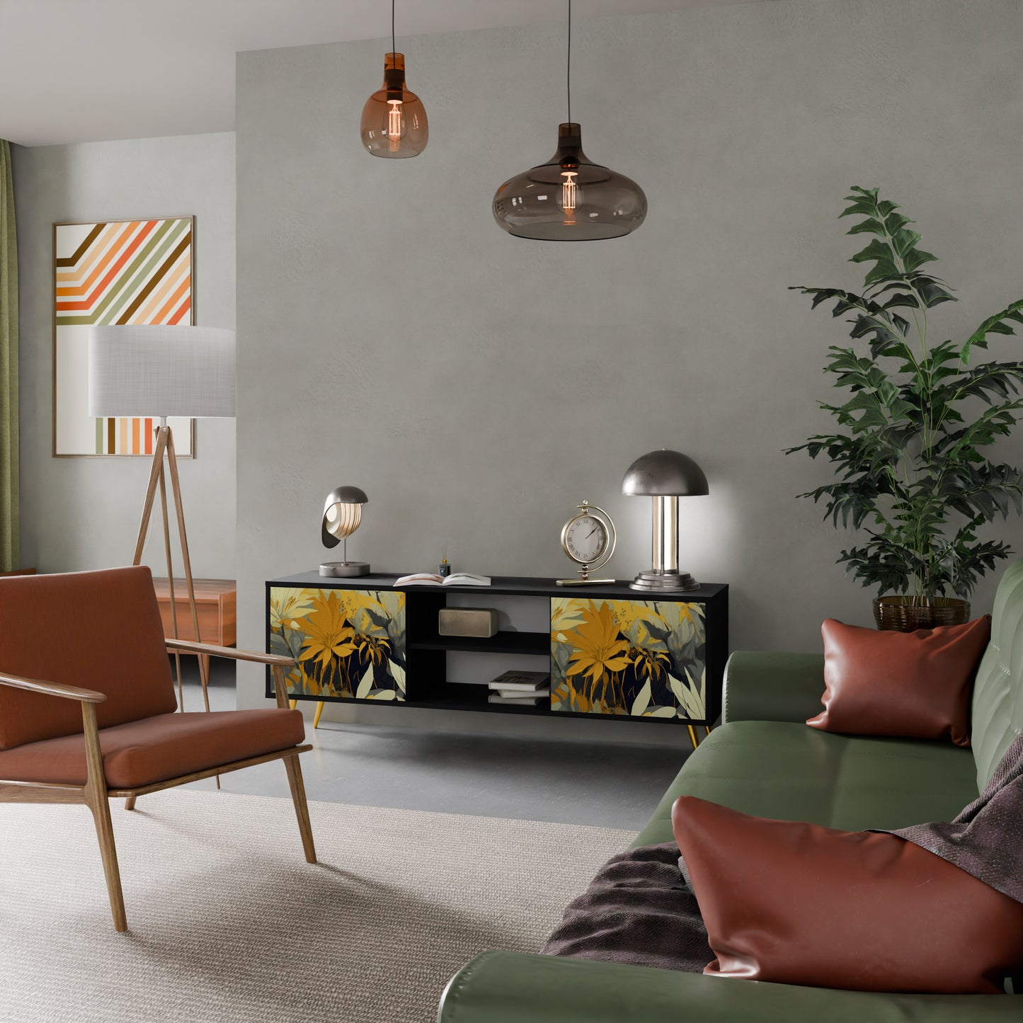 SUNKISSED LILY 2-dörrars TV-bänk i svart finish