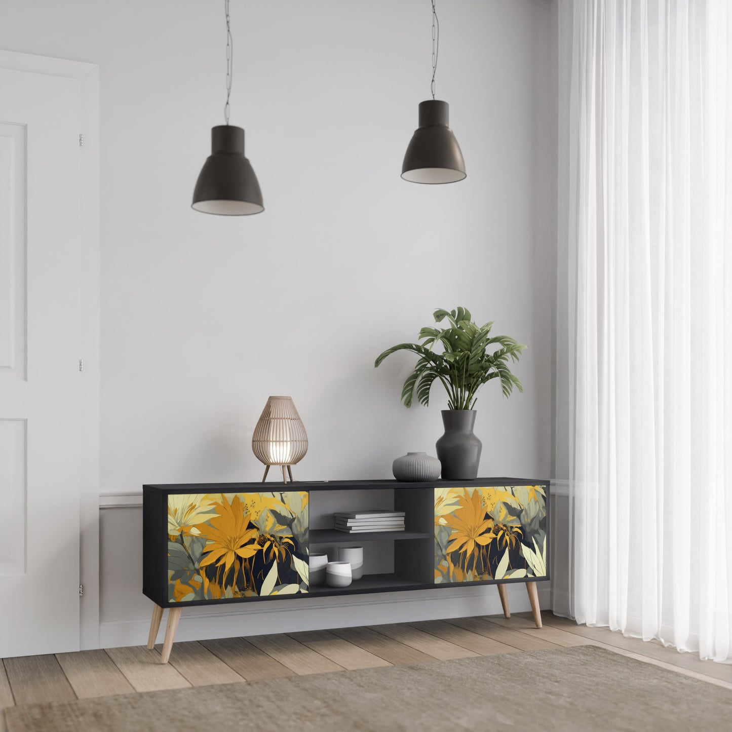 SUNKISSED LILY 2-dörrars TV-bänk i svart finish