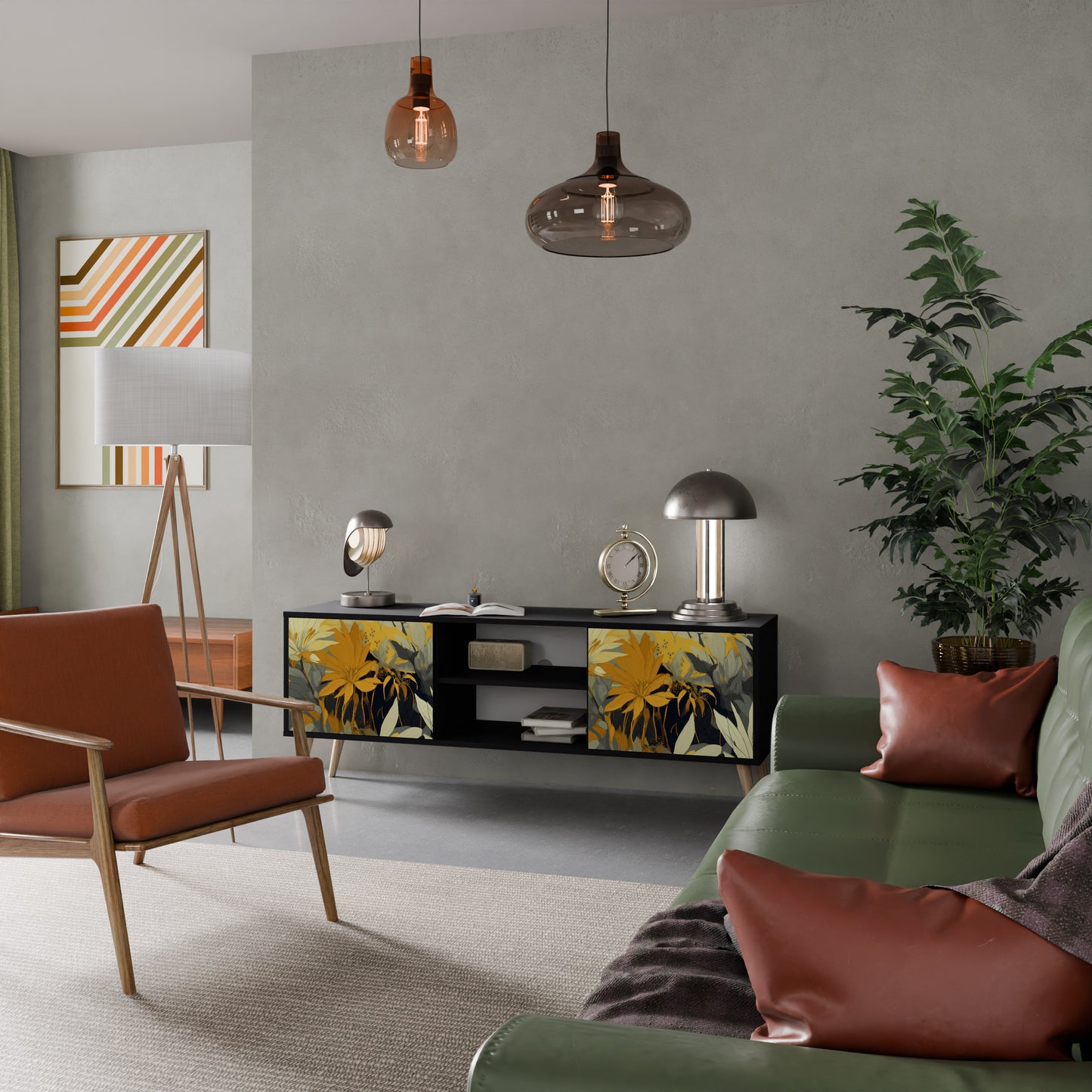 SUNKISSED LILY 2-dörrars TV-bänk i svart finish