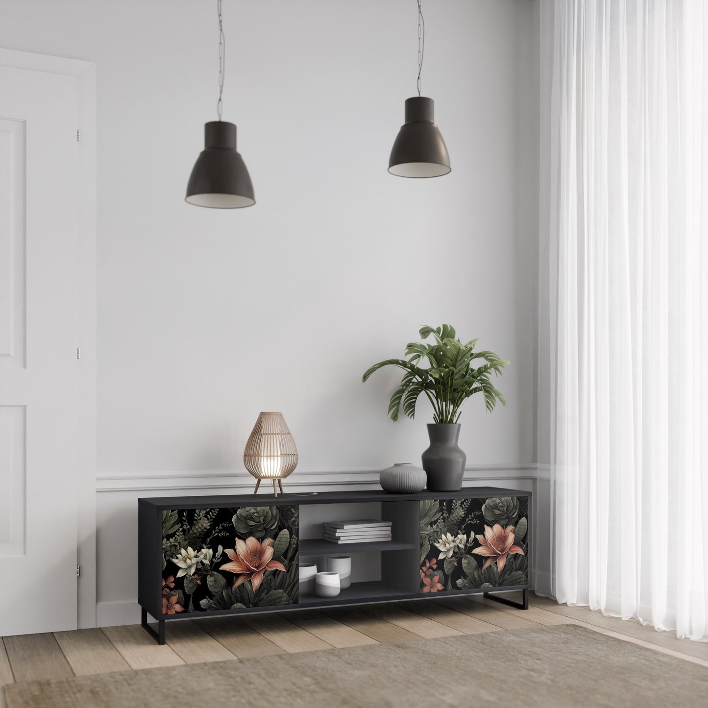 SECRET VERDURE 2-dörrars TV-bänk i svart finish