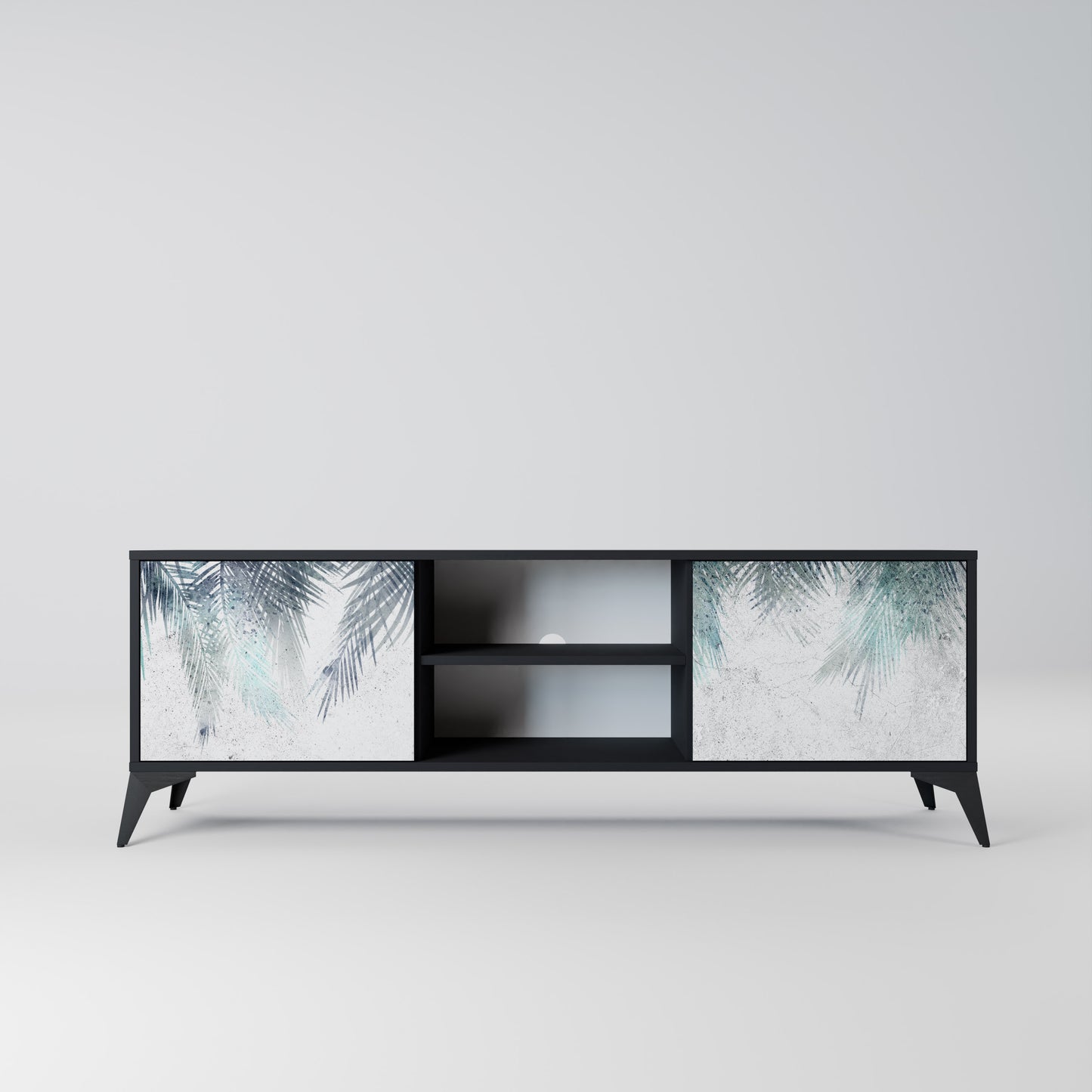 PALM VEIL 2-dörrars TV-bänk i svart finish