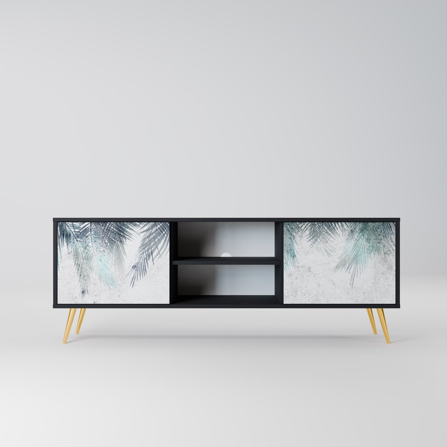 PALM VEIL 2-dörrars TV-bänk i svart finish