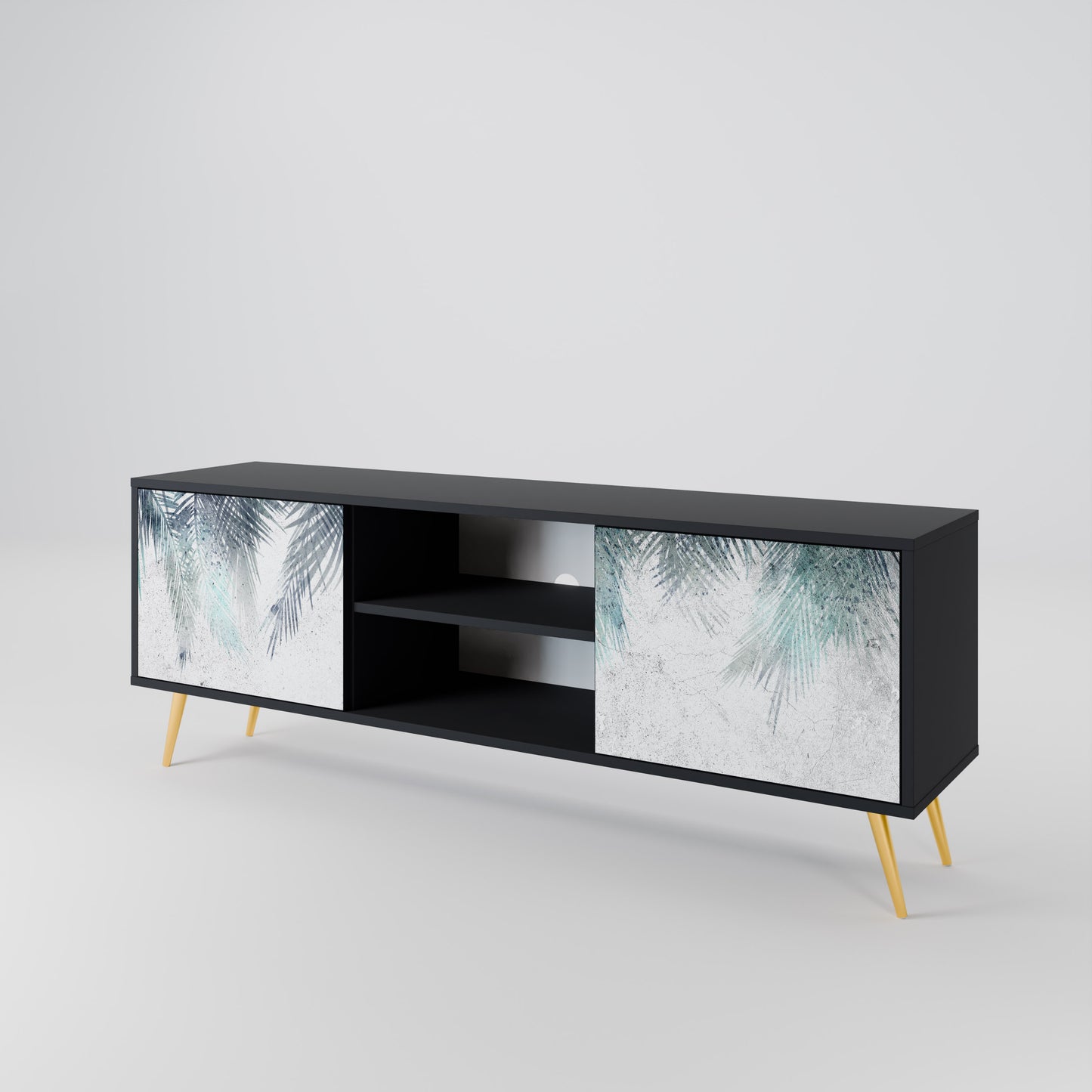 PALM VEIL 2-dörrars TV-bänk i svart finish
