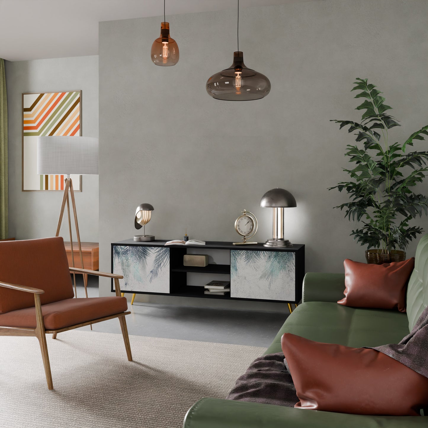 PALM VEIL 2-dörrars TV-bänk i svart finish