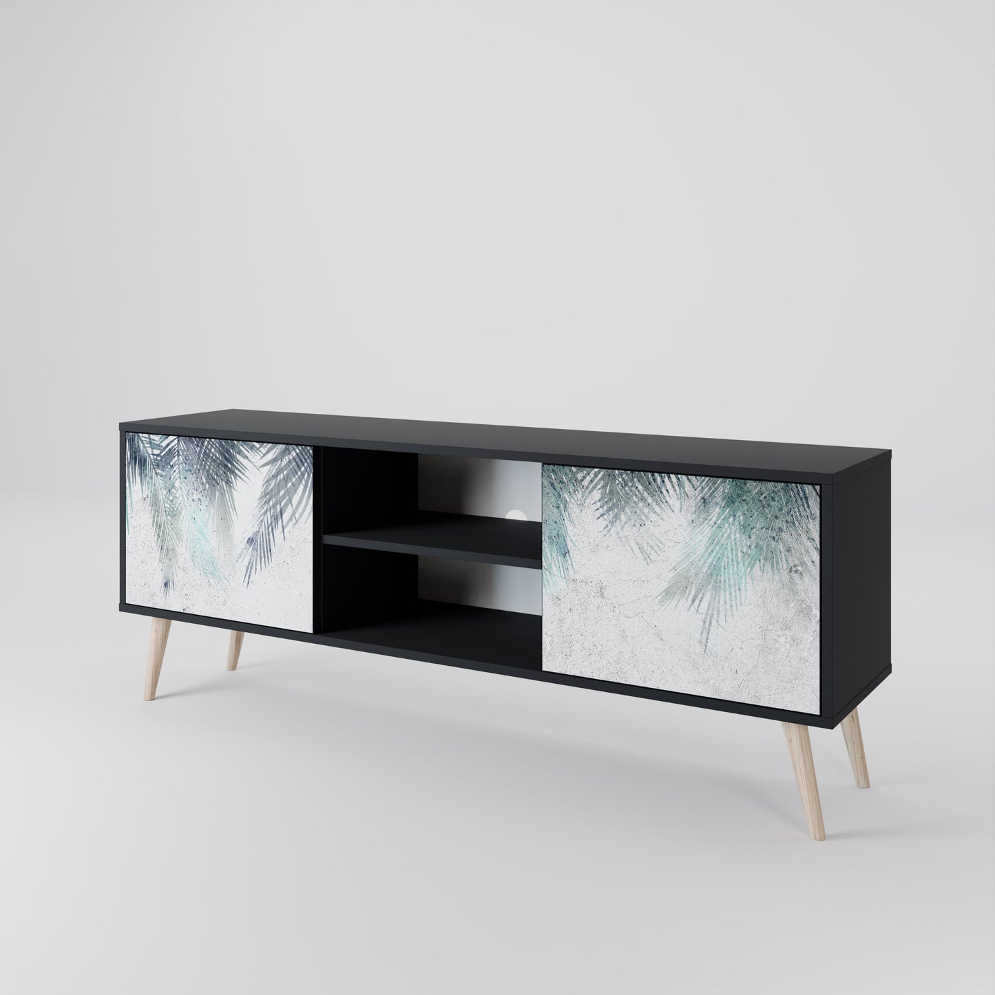 PALM VEIL 2-dörrars TV-bänk i svart finish