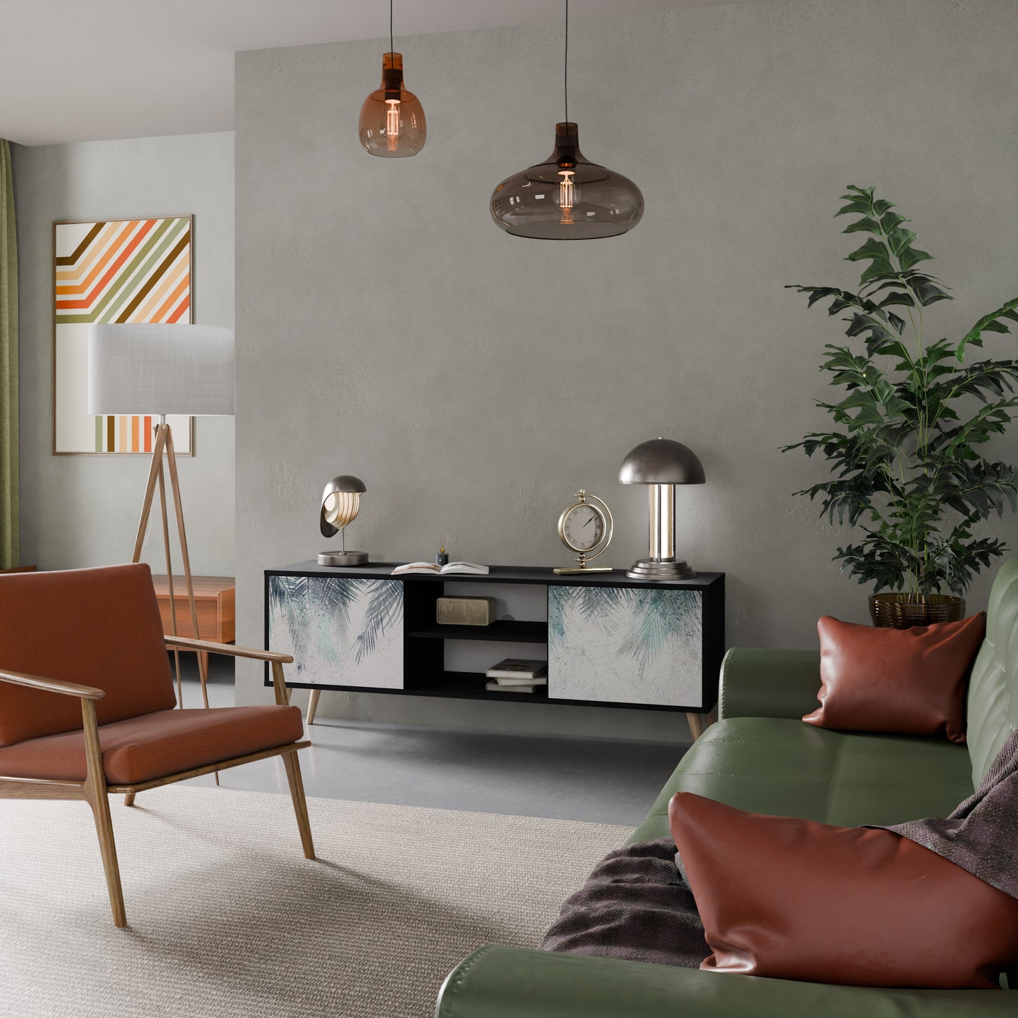 PALM VEIL 2-dörrars TV-bänk i svart finish
