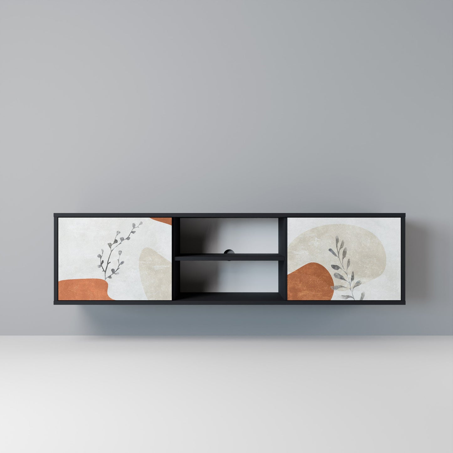 TRANQUIL TWIG 2-dörrars TV-bänk i svart finish