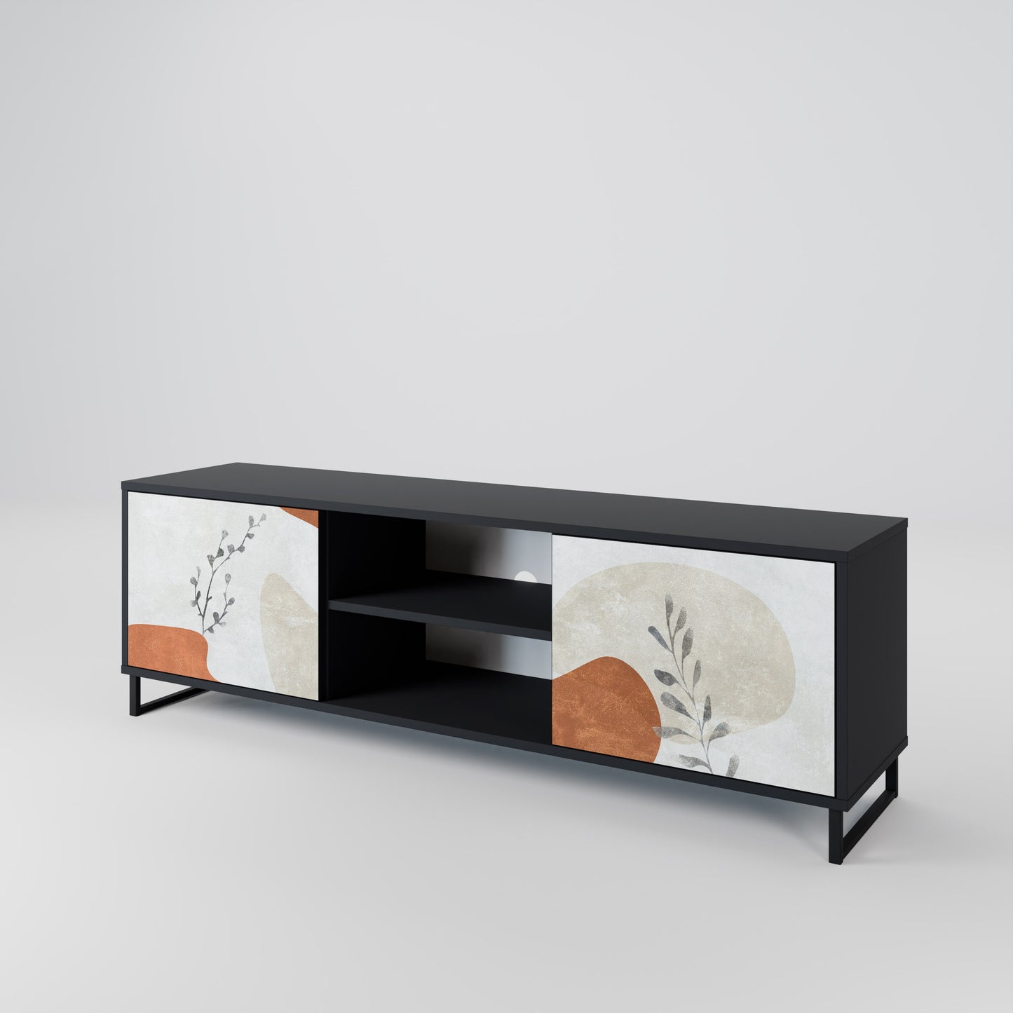 TRANQUIL TWIG 2-dörrars TV-bänk i svart finish